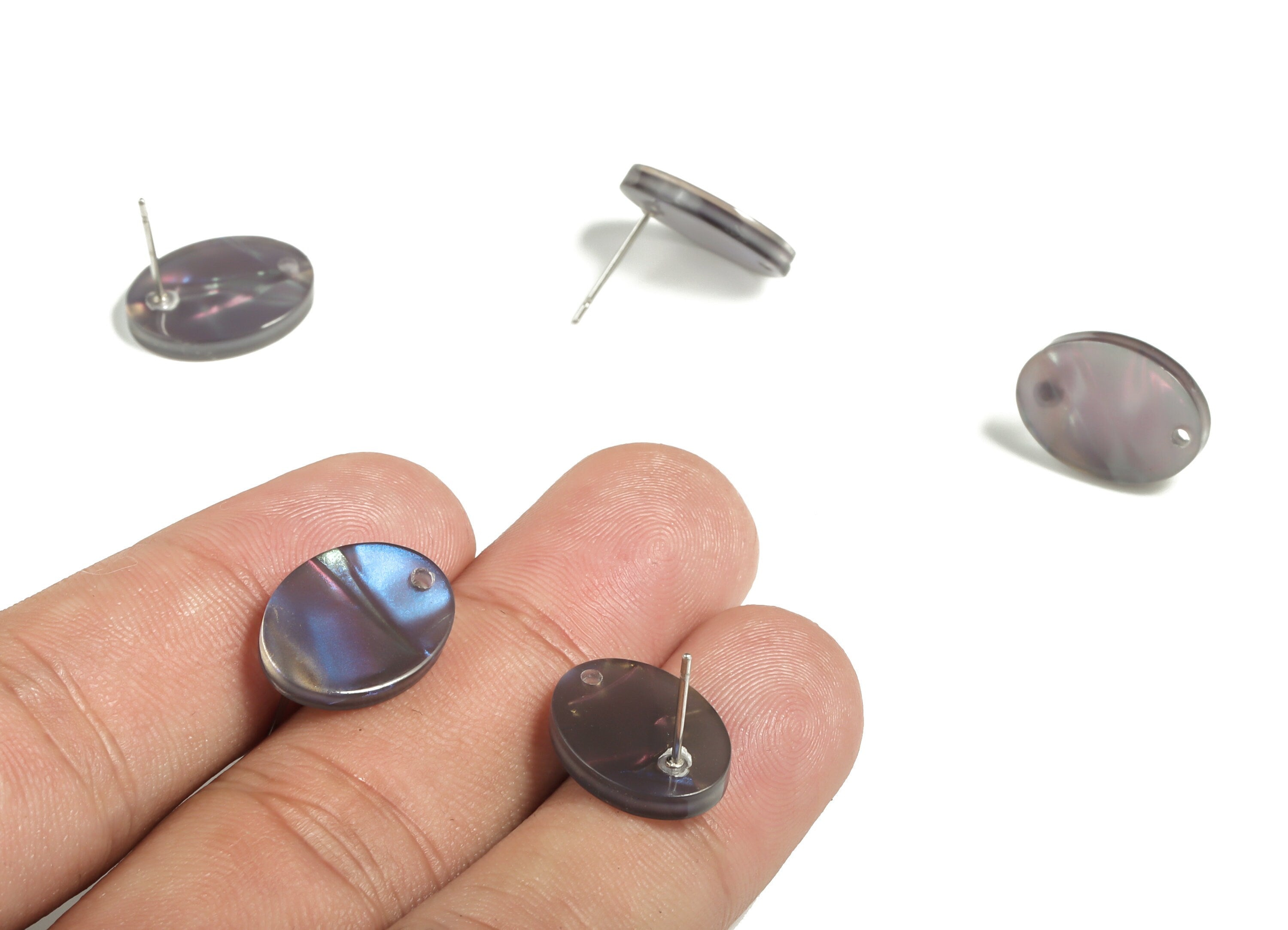 Acrylic Oval Earring Post - Acrylic Oval Stud Earring – Gold Plated Stud Jewelry Supplies - Code A656 -16.23x12.12x2.57mm - AC2294-A656 - DOMEDBAZAAR