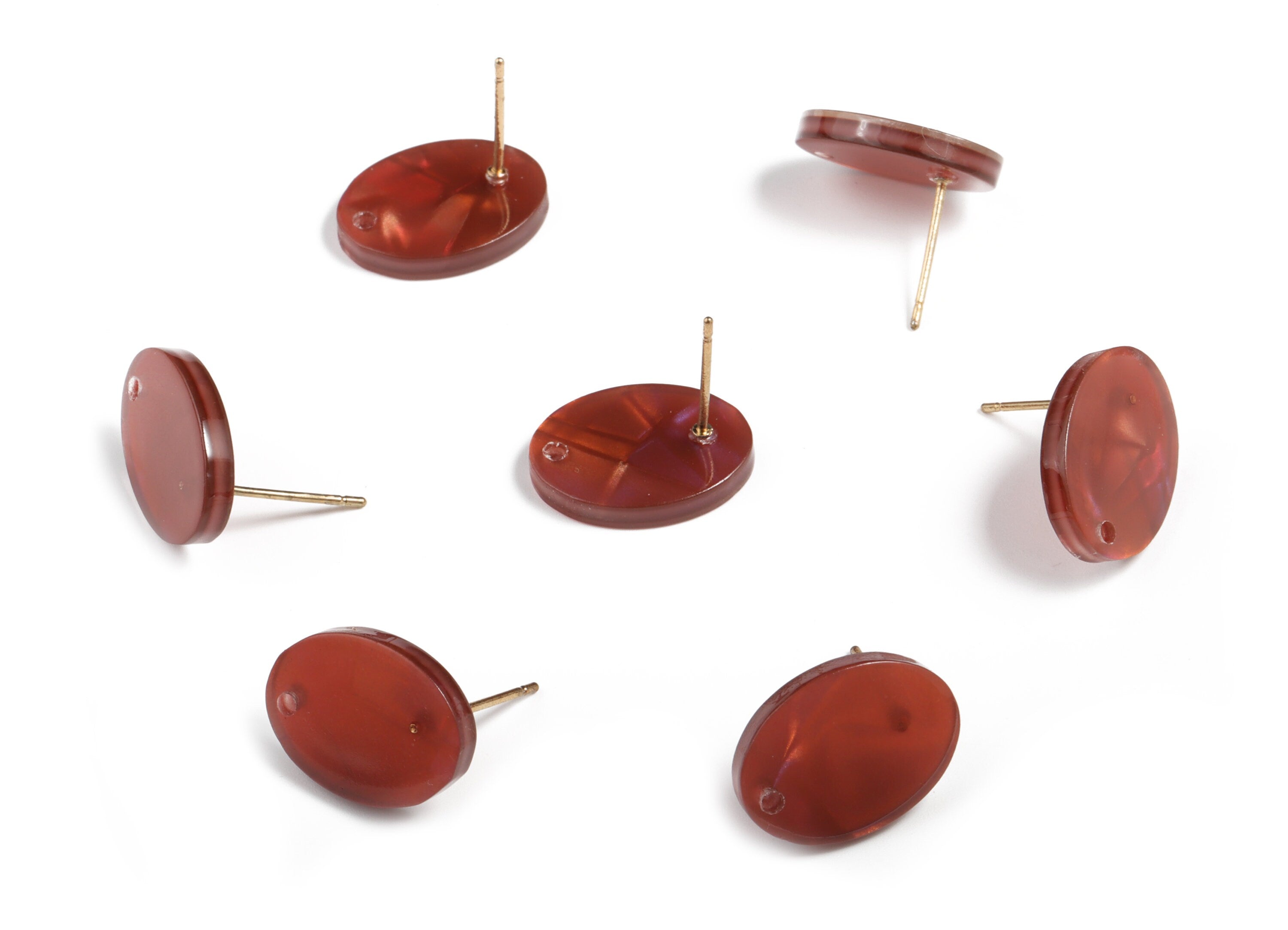 Acrylic Oval Earring Post - Acrylic Oval Stud - Gold Tone Plated Stud - Jewelry Supplies - Color Code: A654 - 16.2x12.3x2.5mm - AC2294-A654G - DOMEDBAZAAR