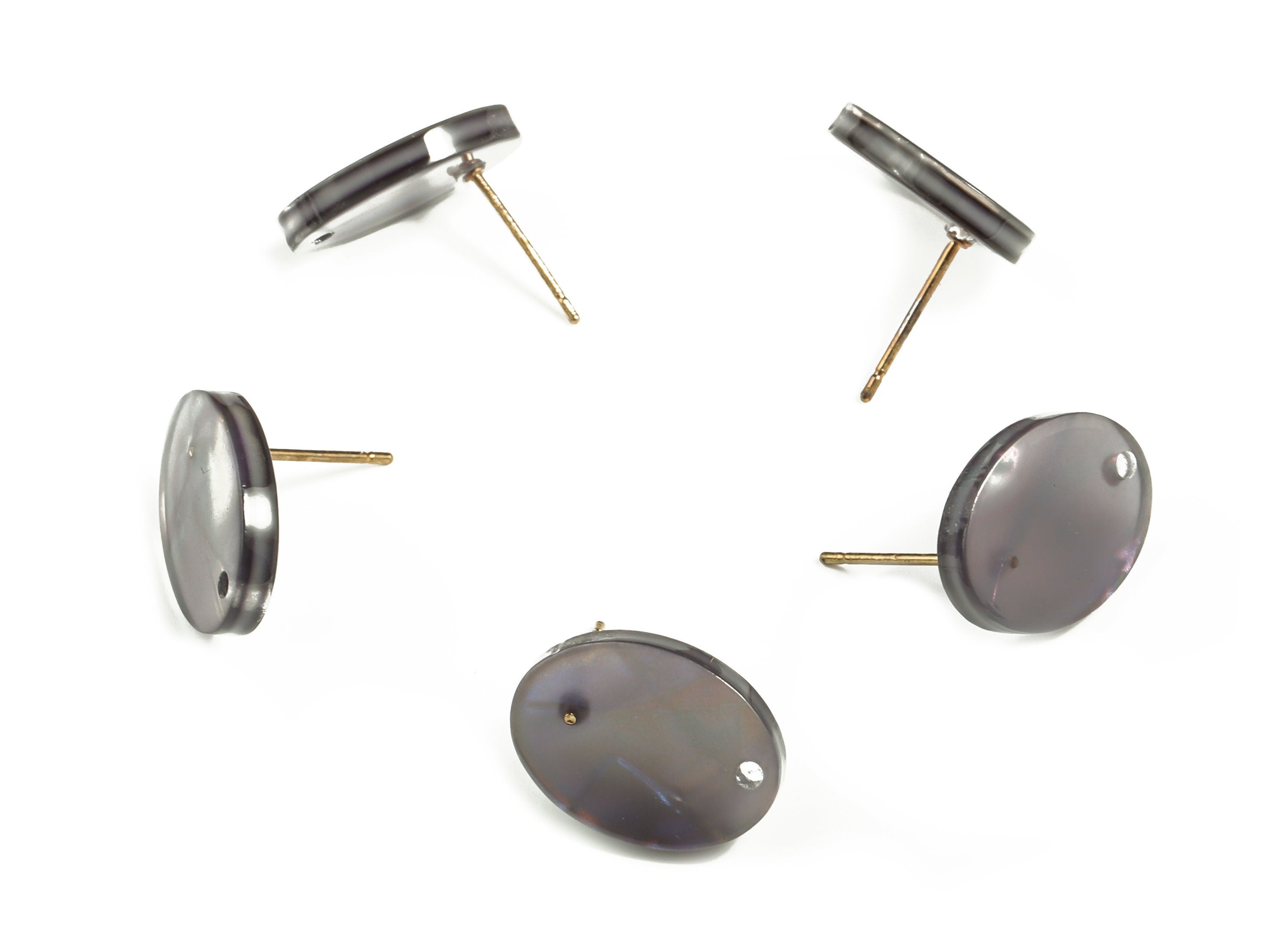 Acrylic Oval Earring Post - Acrylic Stud Earrings - Gold Tone Plated Stud - Jewelry Supplies - Code A656 -16.17x12.13x2.57mm - AC2294-A656G - DOMEDBAZAAR