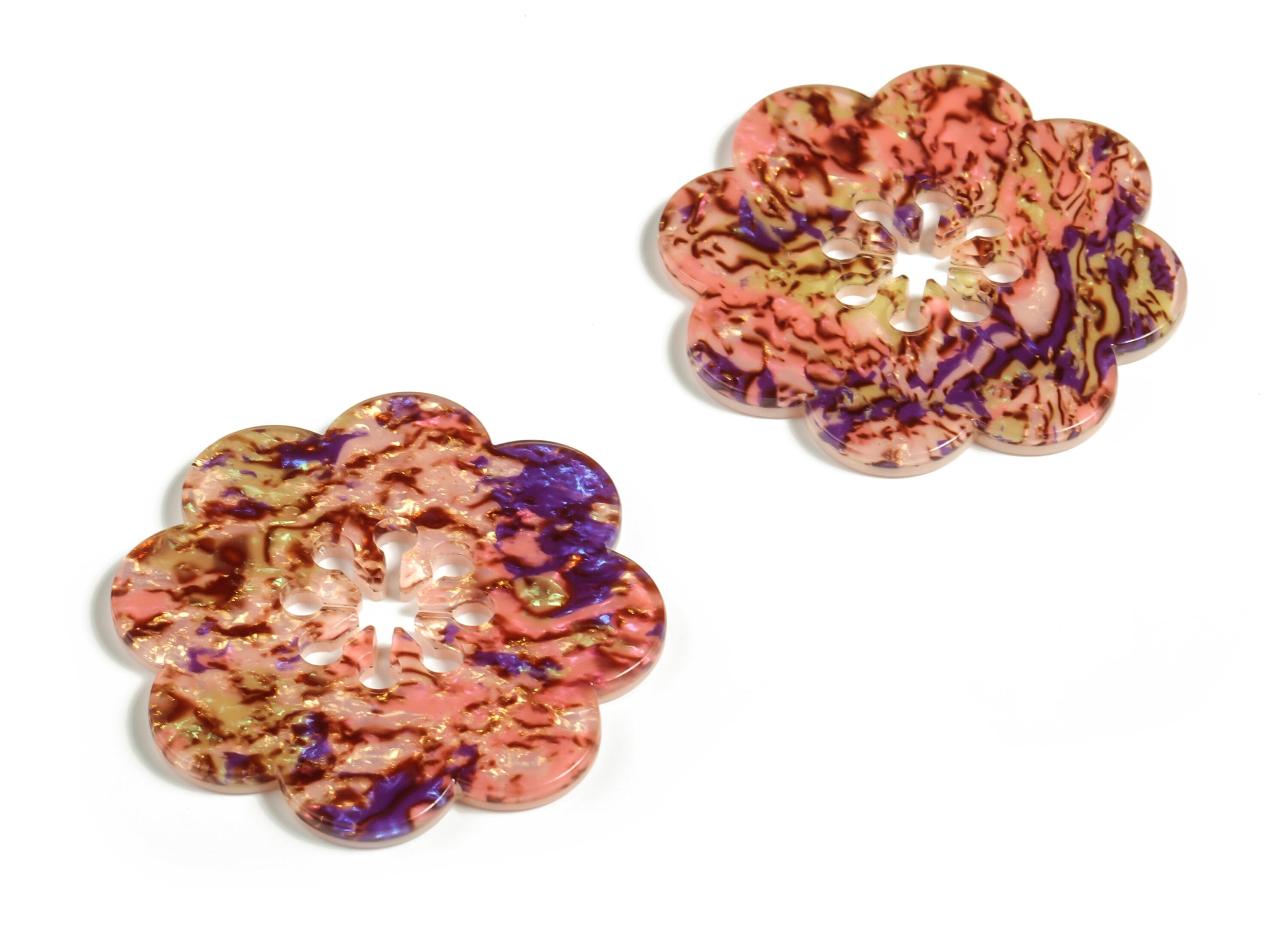 Acrylic Flower Earring Charms - Acrylic Flower Pendant - Jewelry Making Supplies - Color Code:A447- 41.75x41.61x2.41mm - AC2291-A447 - DOMEDBAZAAR