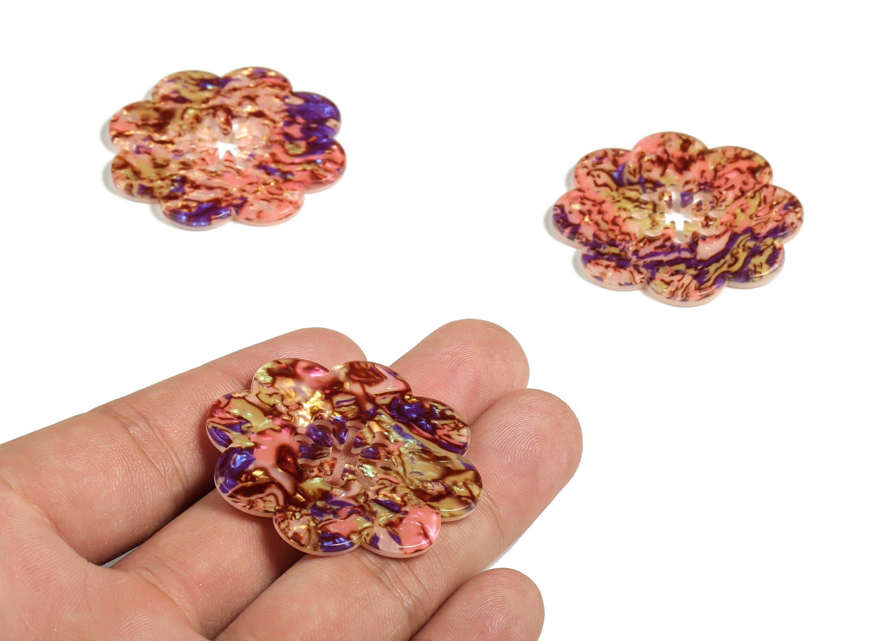 Acrylic Flower Earring Charms - Acrylic Flower Pendant - Jewelry Making Supplies - Color Code:A447- 41.75x41.61x2.41mm - AC2291-A447 - DOMEDBAZAAR