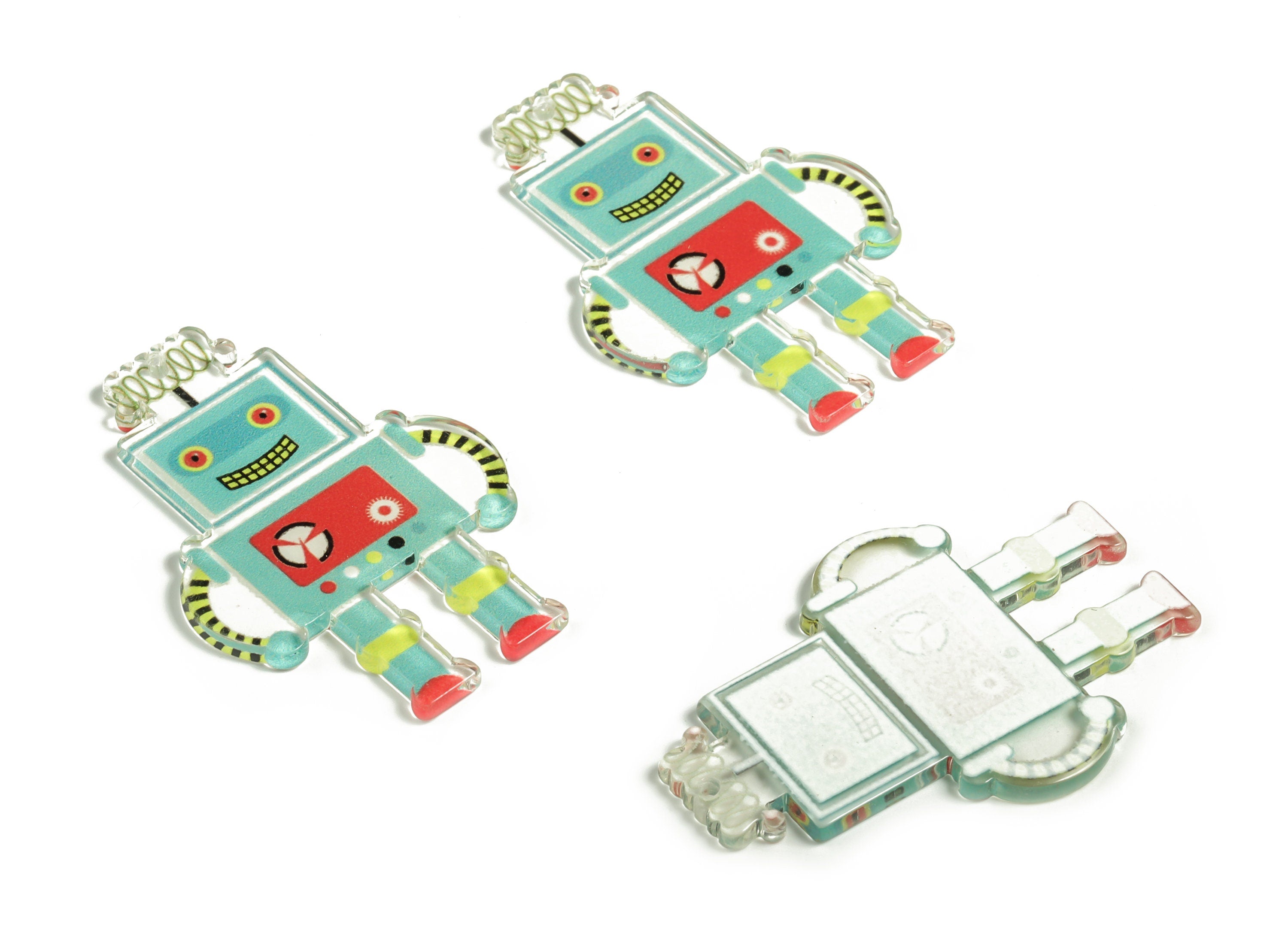 Acrylic Robot Pendant – Acrylic Robot Earring Charm – Robot Charms -Charm - DIY Jewelry Making Supplies - 44.74x30.2x2.27mm - AC2286 - DOMEDBAZAAR