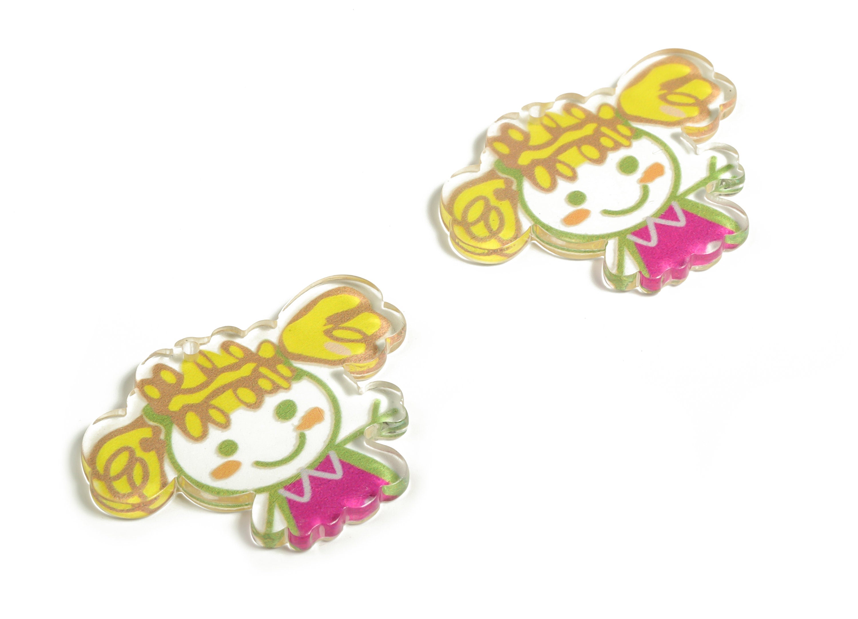 Acrylic Little girl Charm - Pendant Charm - DIY Girl Charm Acrylic Jewelry Finding – DIY Jewelry Making Supplies -42.35x32.29x2.95mm- AC2285 - DOMEDBAZAAR