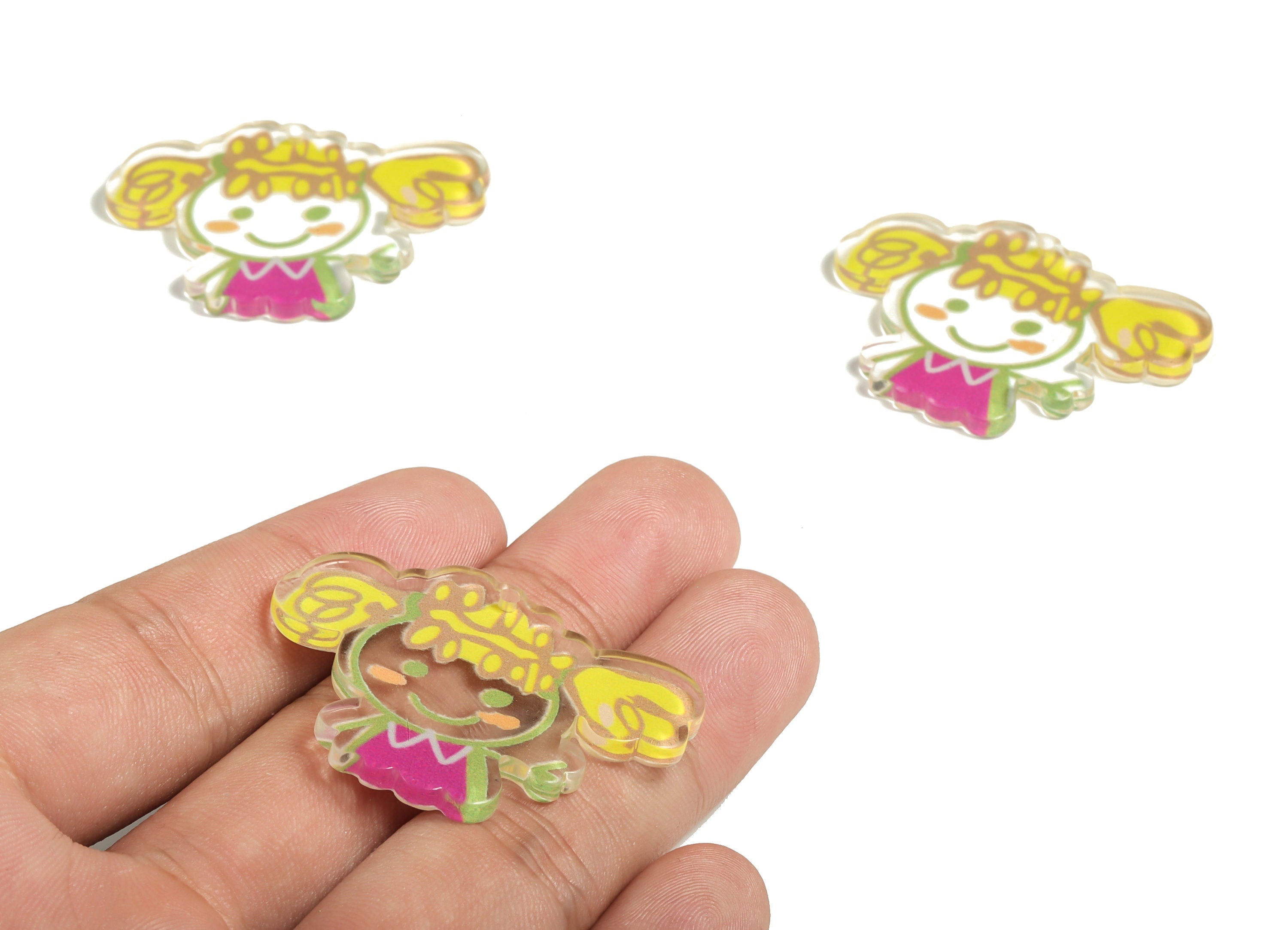 Acrylic Little girl Charm - Pendant Charm - DIY Girl Charm Acrylic Jewelry Finding – DIY Jewelry Making Supplies -42.35x32.29x2.95mm- AC2285 - DOMEDBAZAAR