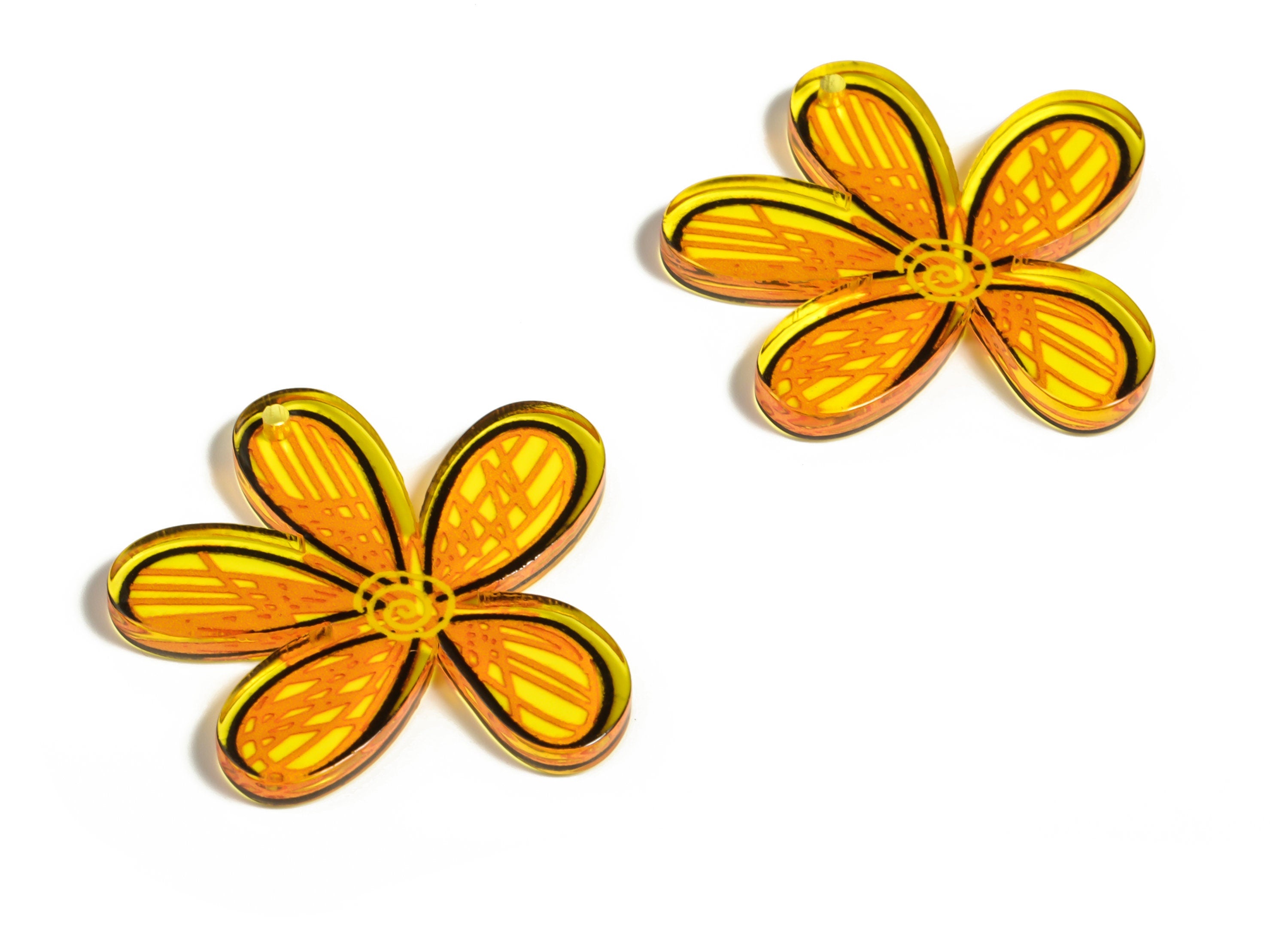 Acrylic Flower Earring Charms - Acrylic Flower Pendants – Earring Findings – DIY Jewelry Making Supplies - 37.66x36.95x2.95mm- AC2277 - DOMEDBAZAAR