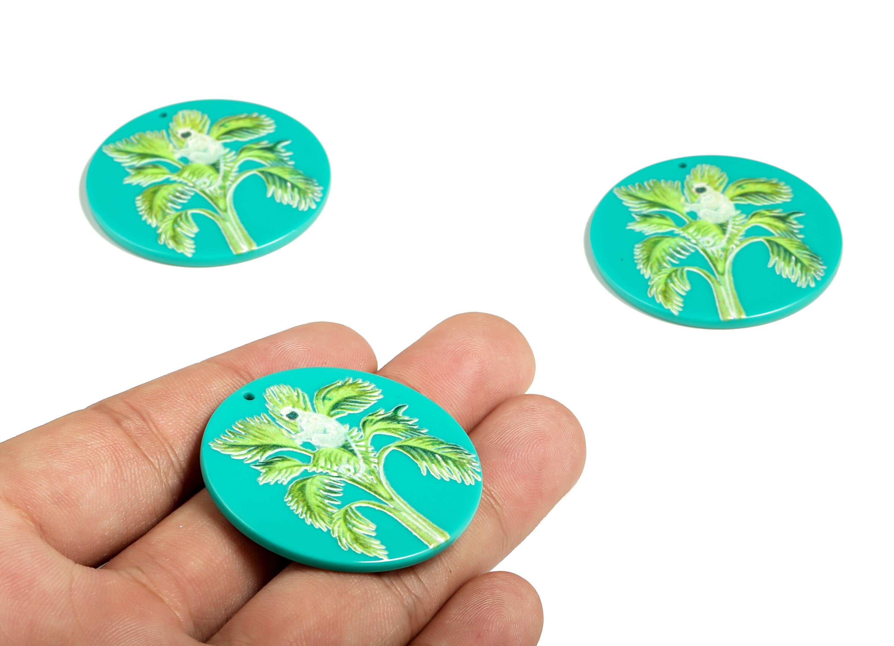 Round Acrylic Tree Charm – Acrylic Koala Earring Charm – Circle Tree Pendant – Earring Findings - Jewelry supplies - 40.05x2.33mm- AC2278 - DOMEDBAZAAR