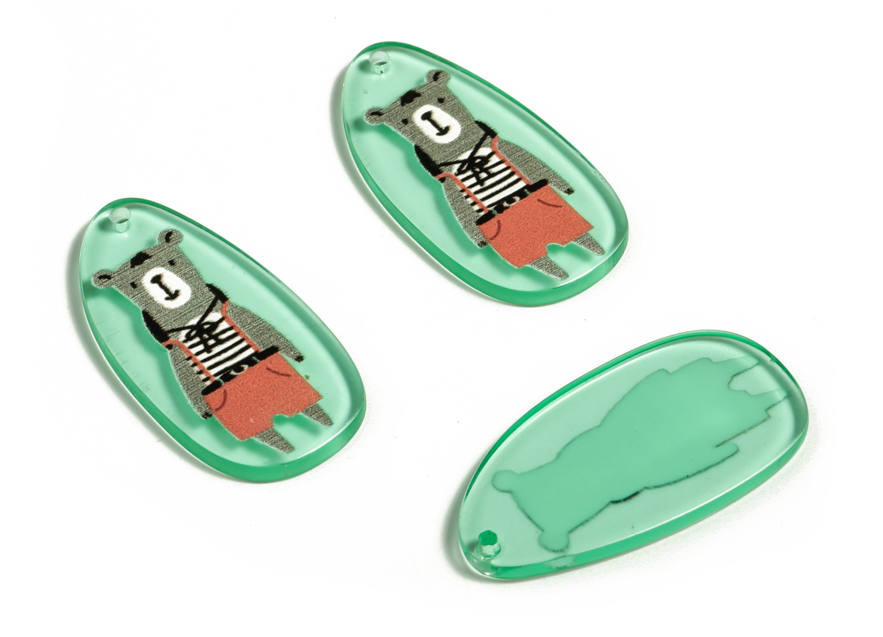 Acrylic Bear Charm Pendant - Bear Earring Charm - Acrylic Charm Jewelry Findings - DIY Charm Making Supplies -35.25x18.18x2.31mm- AC2287 - DOMEDBAZAAR