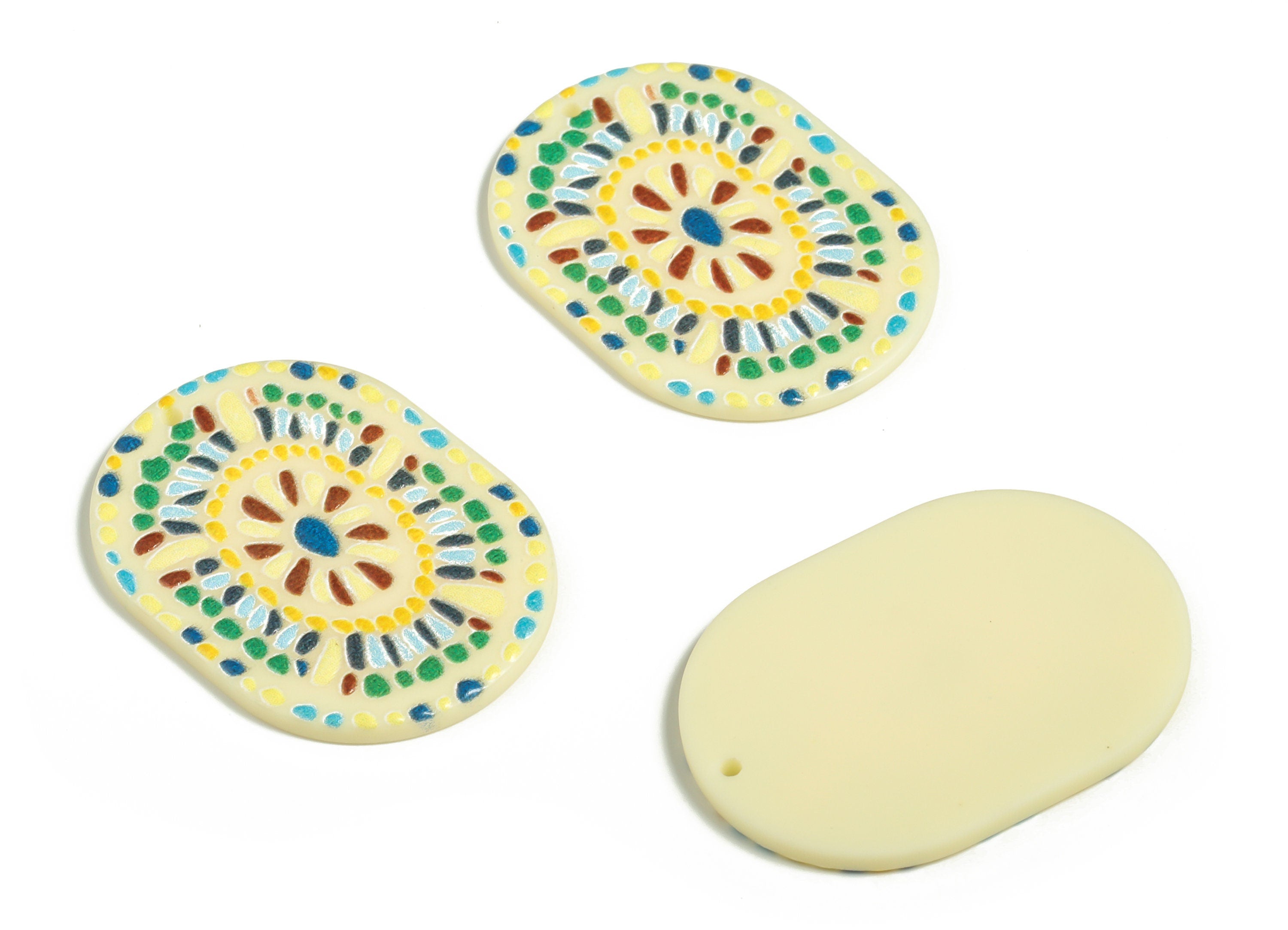 Acrylic Oval Earring Charms – Acrylic Flower Pendant – Painted Acrylic Charm Earring Findings – DIY Jewelry Supplies - 27.04x2.64mm - AC2288 - DOMEDBAZAAR