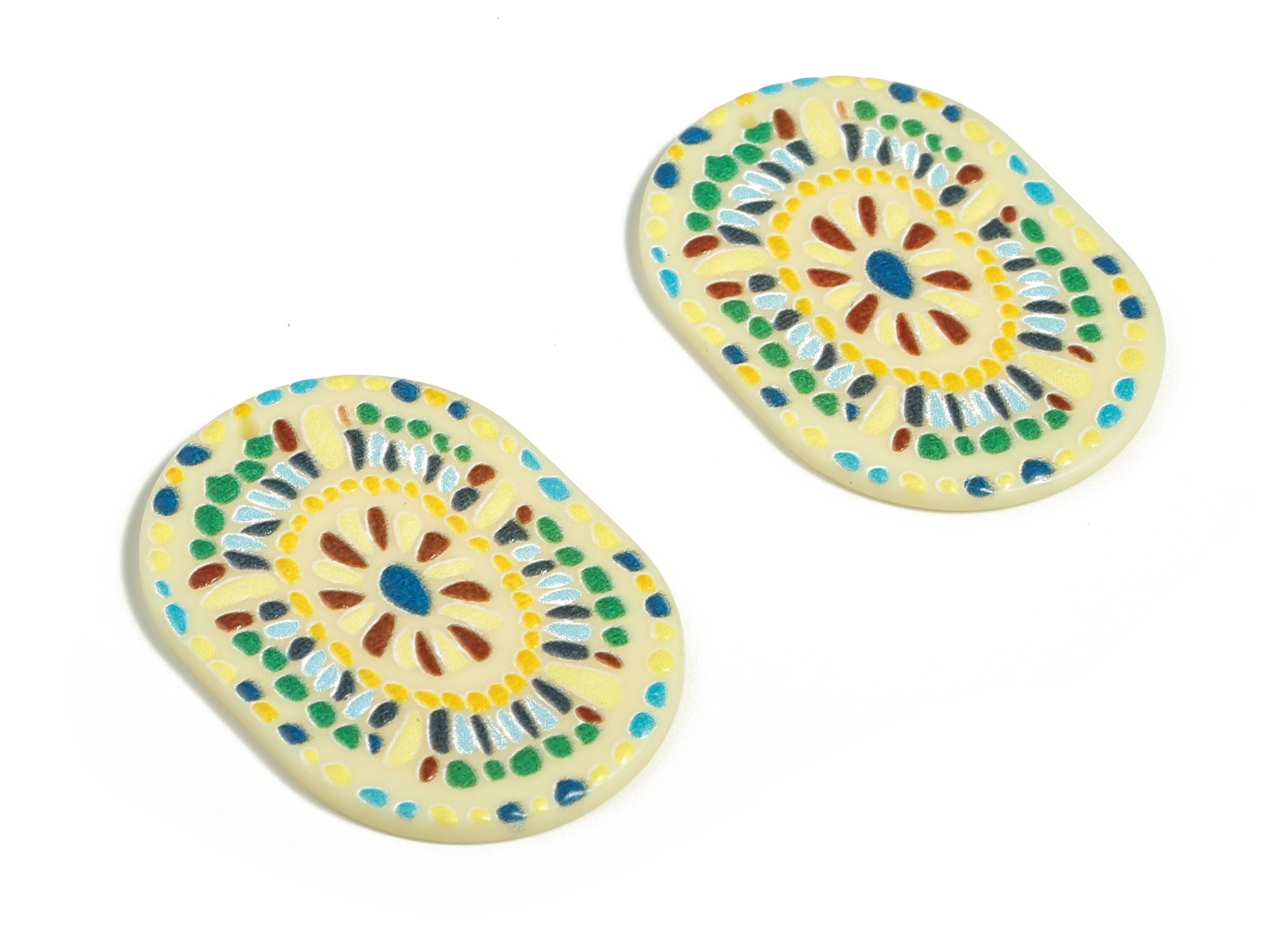 Acrylic Oval Earring Charms – Acrylic Flower Pendant – Painted Acrylic Charm Earring Findings – DIY Jewelry Supplies - 27.04x2.64mm - AC2288 - DOMEDBAZAAR