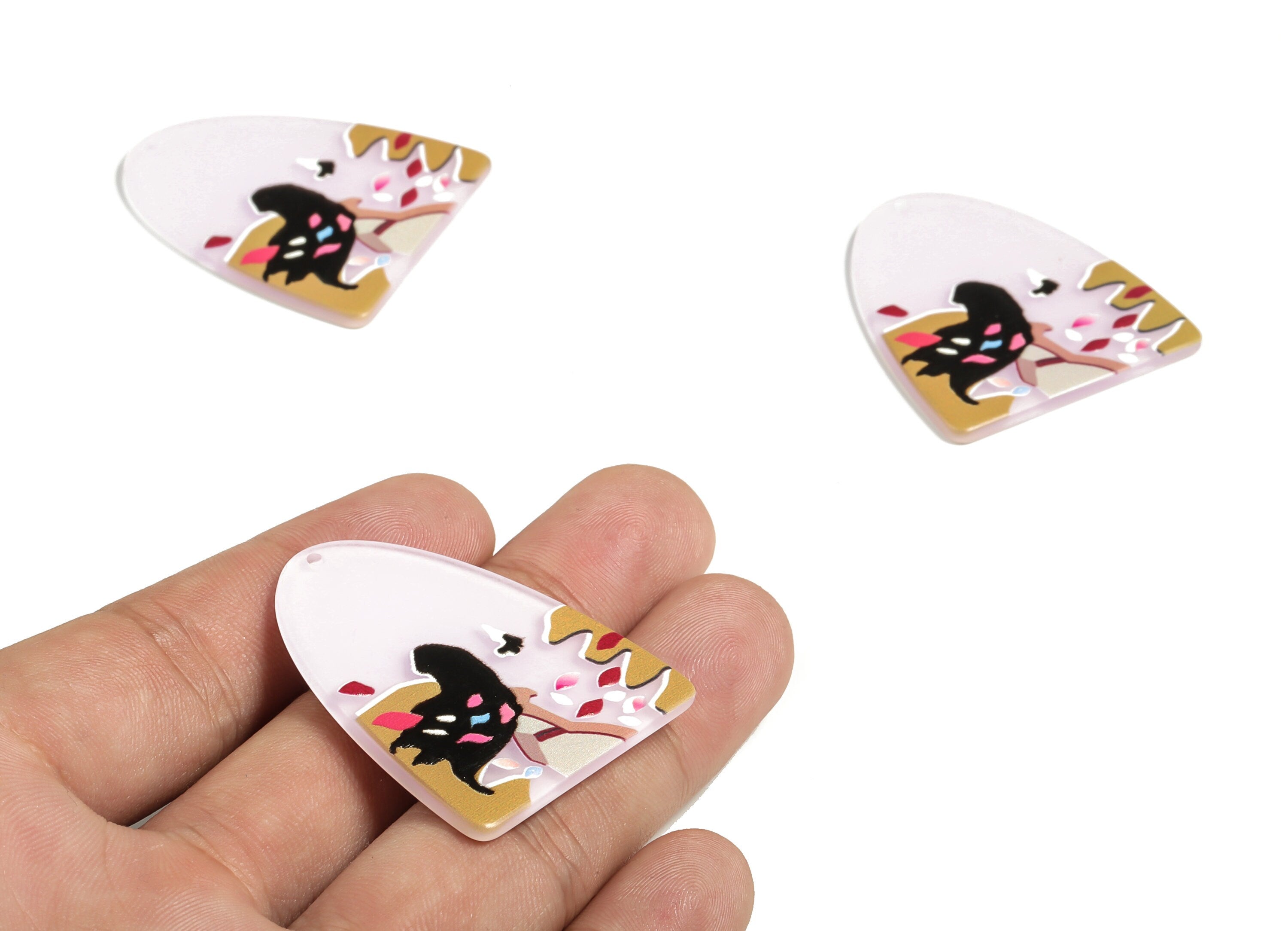 D Shaped Acrylic Pendant Charm – Acrylic Animal Earring Charms -Earring Findings - DIY Jewelry Making Supplies - 40.99x34.93x2.54mm - AC2280 - DOMEDBAZAAR