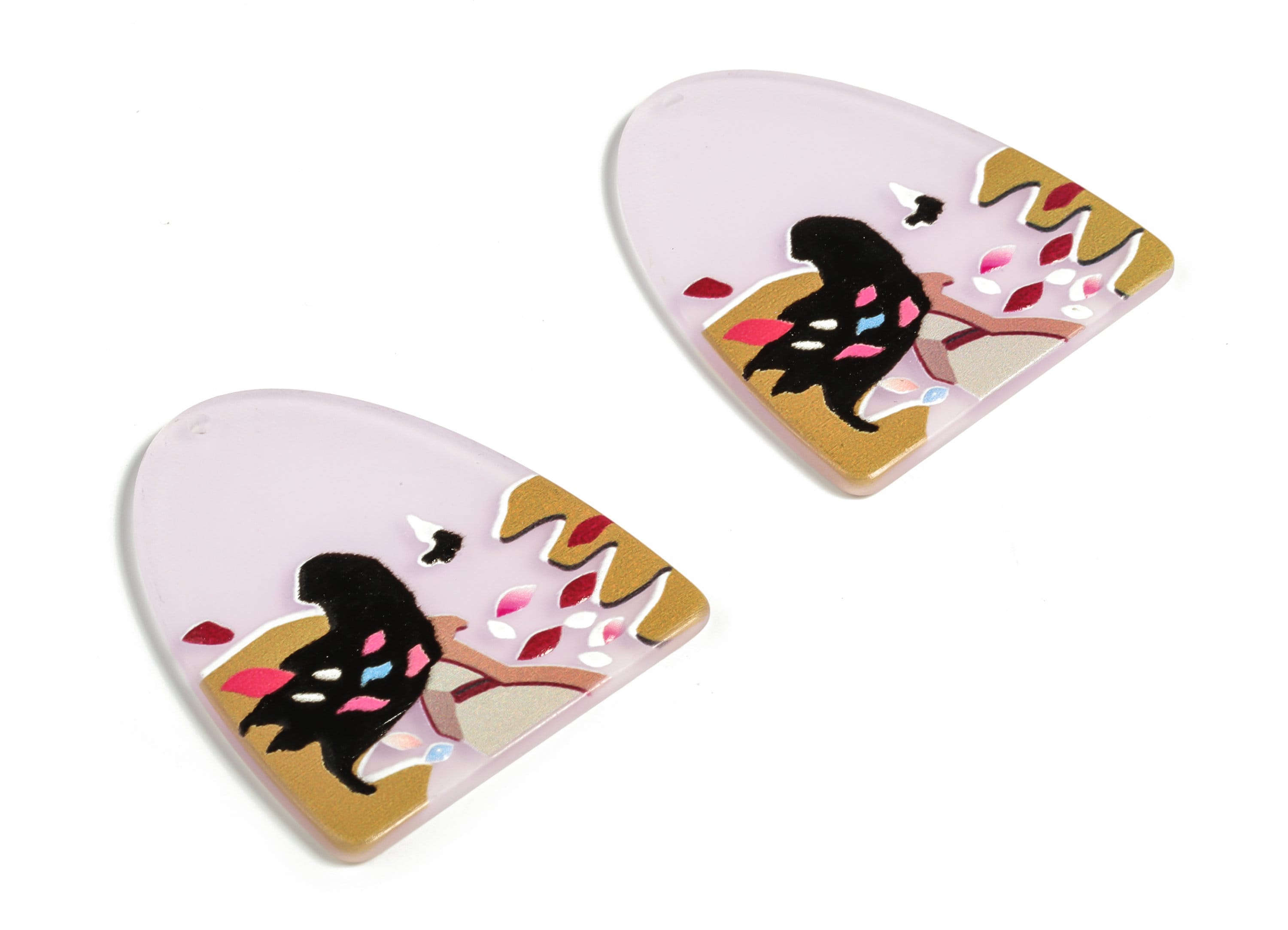 D Shaped Acrylic Pendant Charm – Acrylic Animal Earring Charms -Earring Findings - DIY Jewelry Making Supplies - 40.99x34.93x2.54mm - AC2280 - DOMEDBAZAAR