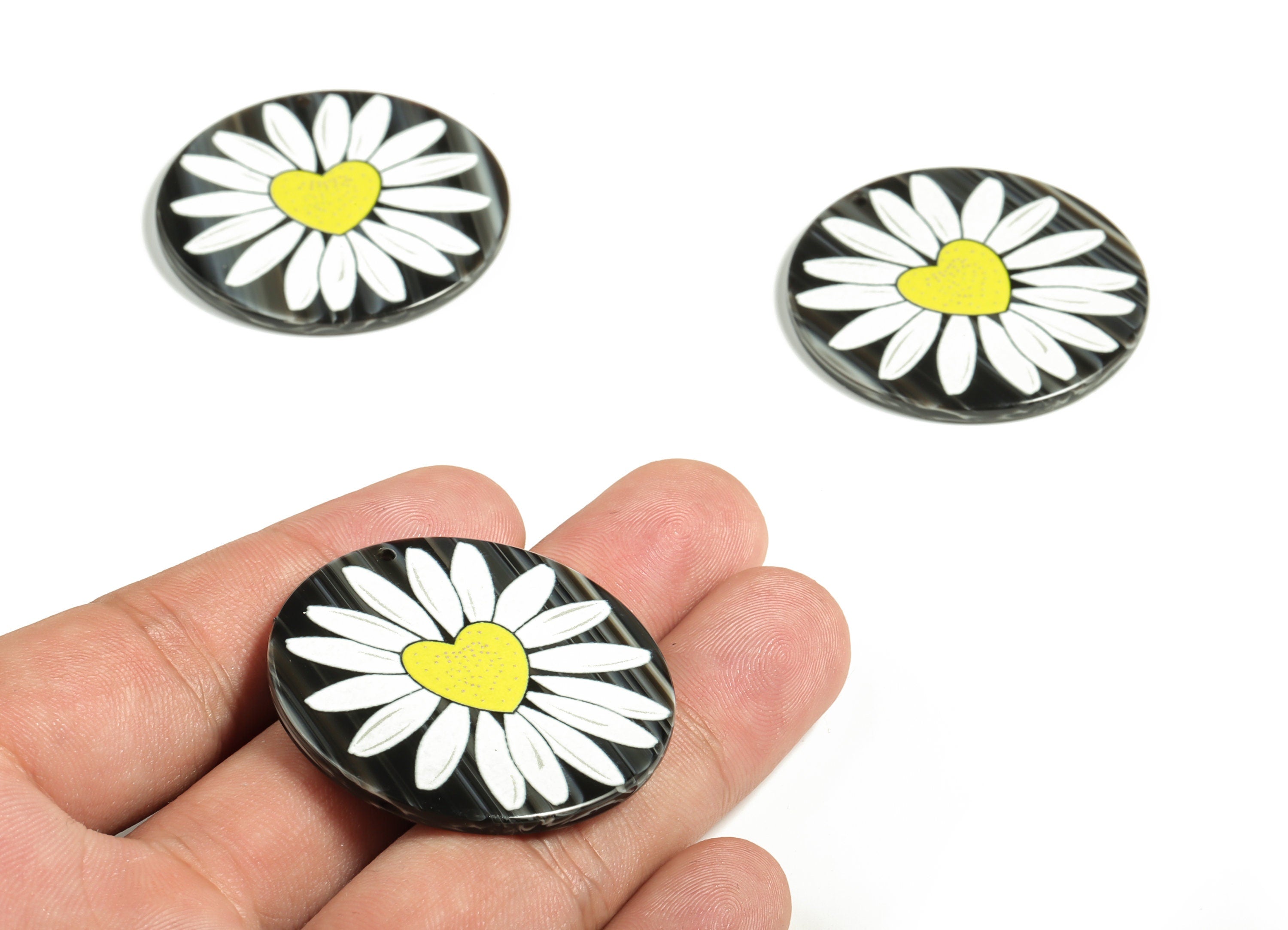 Acetate Round Flower Charm – Round Pendant Charm - Flower Earring Charm – DIY Jewelry Making Supplies -39.65x39.61x2.66mm- AC2283 - DOMEDBAZAAR