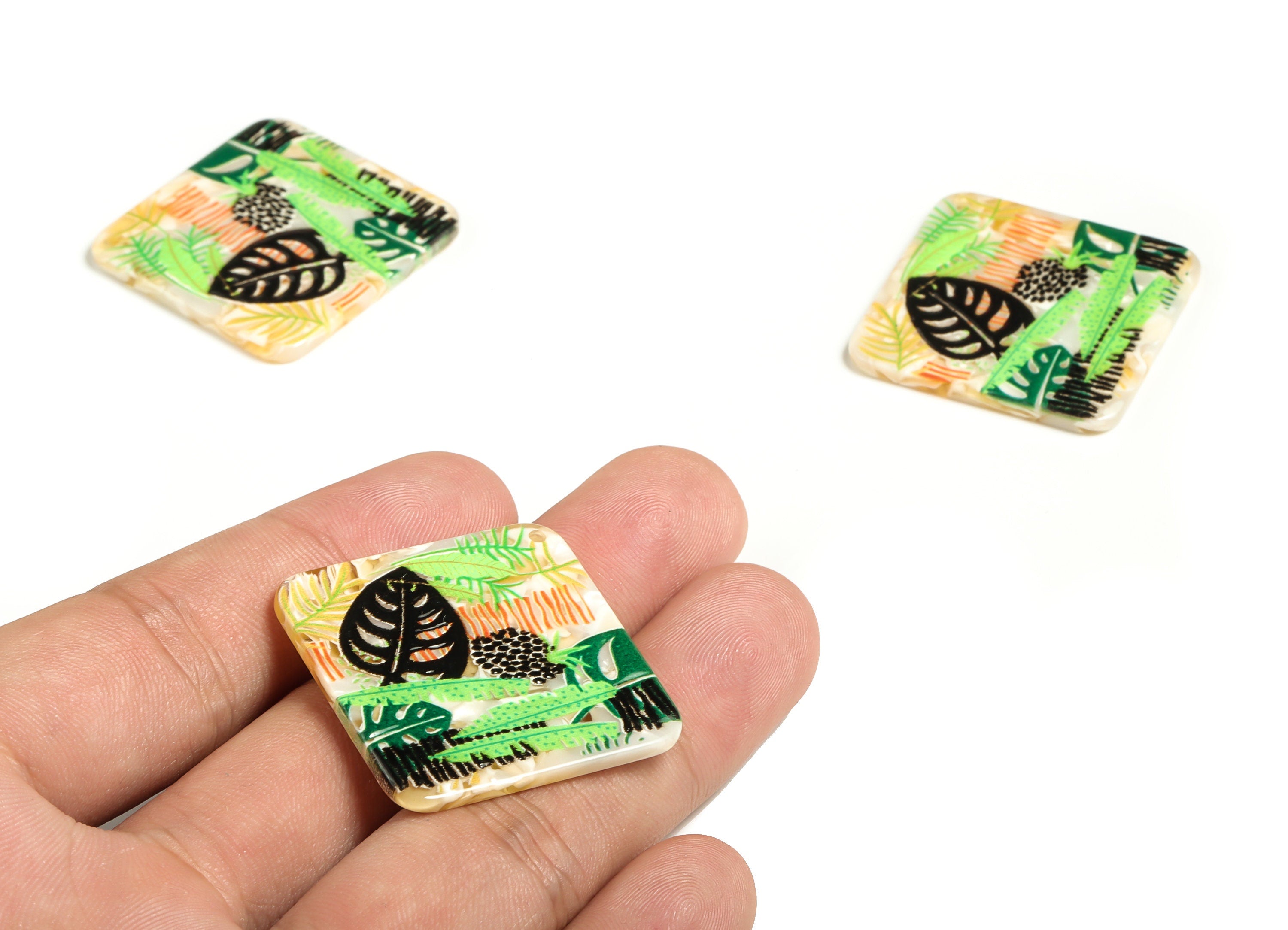 Square Acetate Charm - Flower Pendant Charm - Square Earrings Charm – Earring Findings - DIY Jewelry Making Supplies -32.02x2.68mm- AC2282 - DOMEDBAZAAR