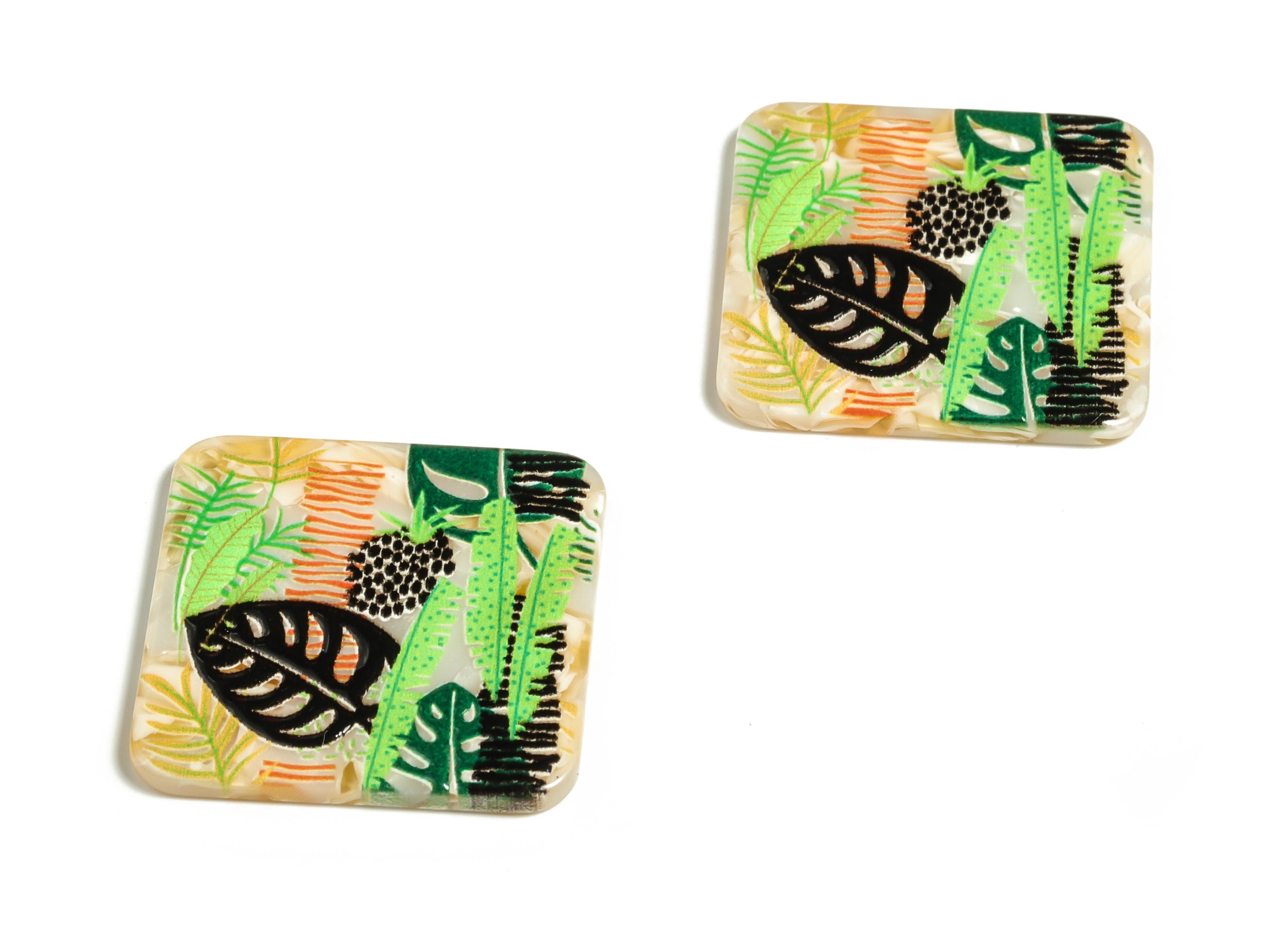 Square Acetate Charm - Flower Pendant Charm - Square Earrings Charm – Earring Findings - DIY Jewelry Making Supplies -32.02x2.68mm- AC2282 - DOMEDBAZAAR