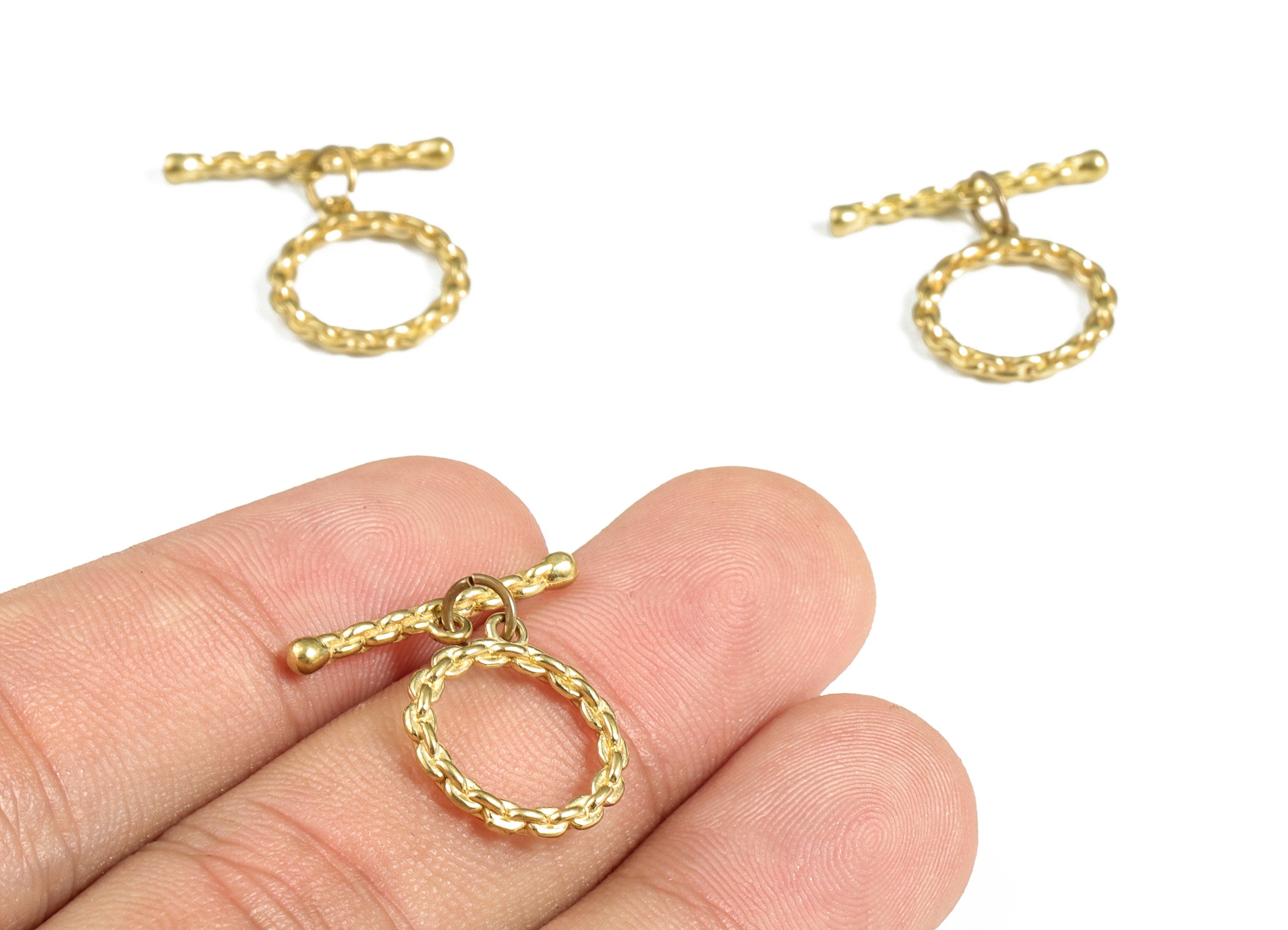 Brass Toggle Clasp - Brass Plated Toggle Clasp – Brass Plated Round Toggle Clasp – Jewelry Making Supplies - 21.82 × 20.41 × 2.08mm - PP4053 - DOMEDBAZAAR