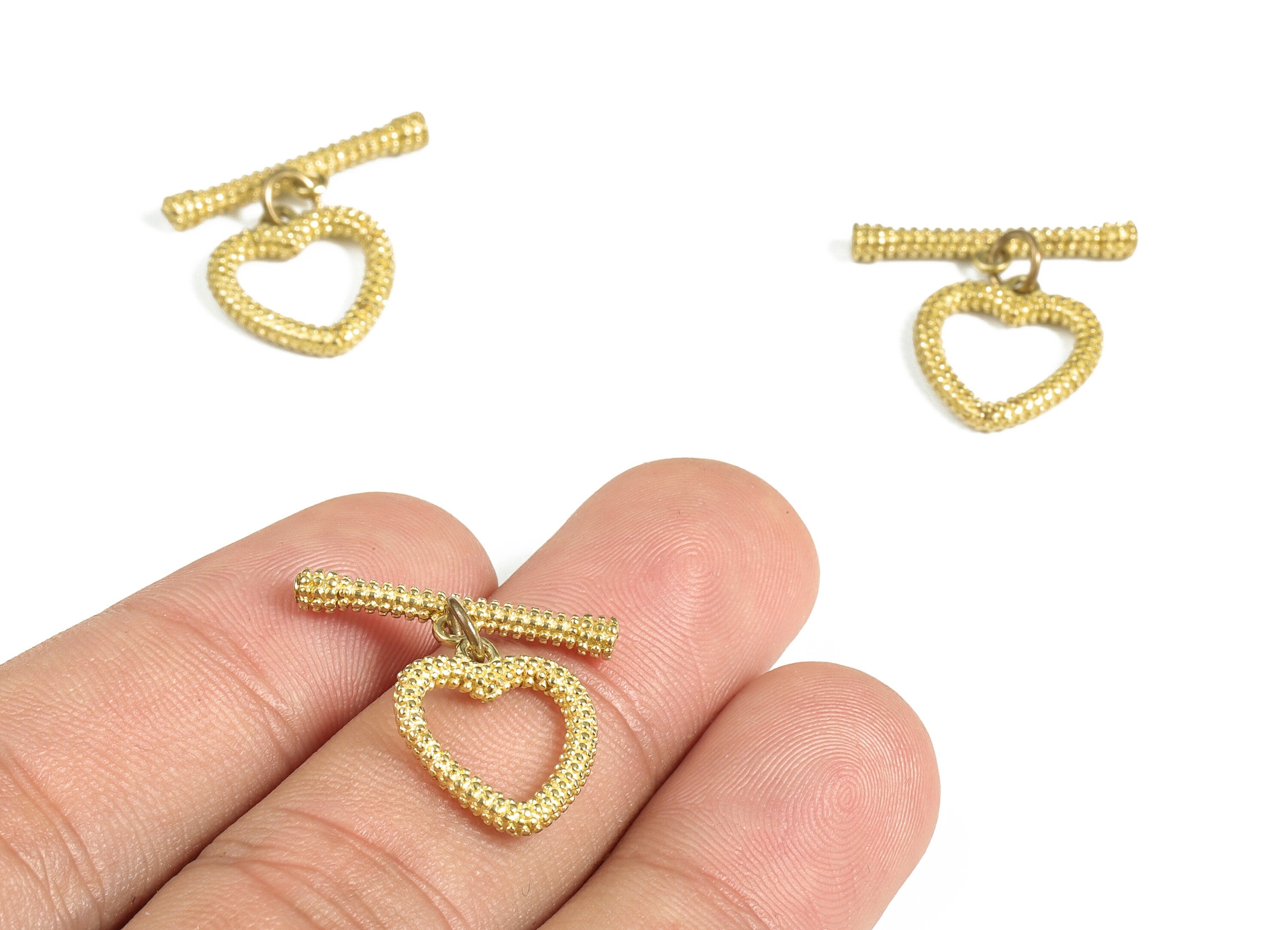 Brass Toggle Clasp - Brass Heart Toggle Clasp – Brass Plated Heart Toggle Clasp – Jewelry Making Supplies - 20.96× 20.89× 2.08mm - PP4054 - DOMEDBAZAAR
