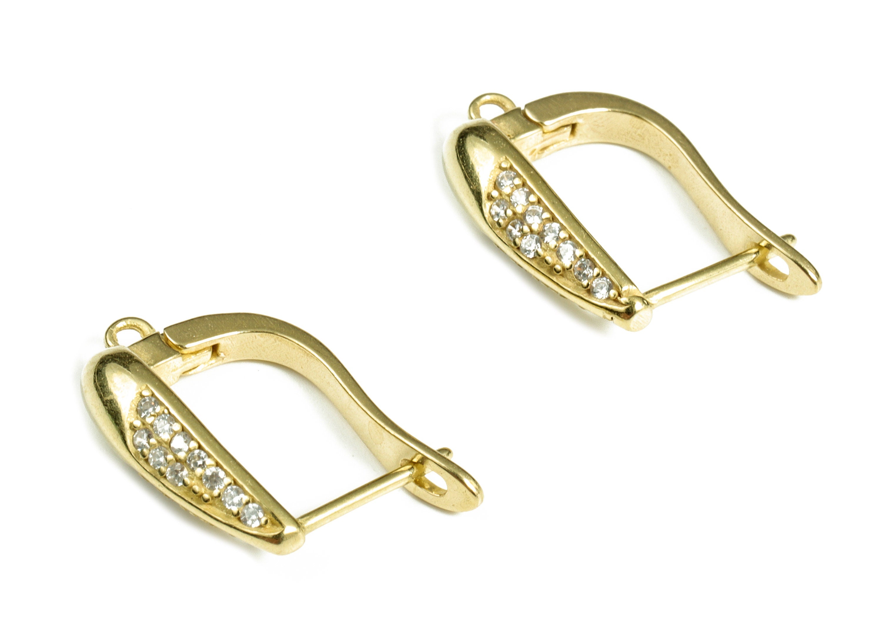 Brass Hoop Earring with Open Ring – Huggie Earring Stud With Zircons – DIY Earring Findings – Jewelry Supplies - 18.65×13.82×3.12mm - PP4073 - DOMEDBAZAAR