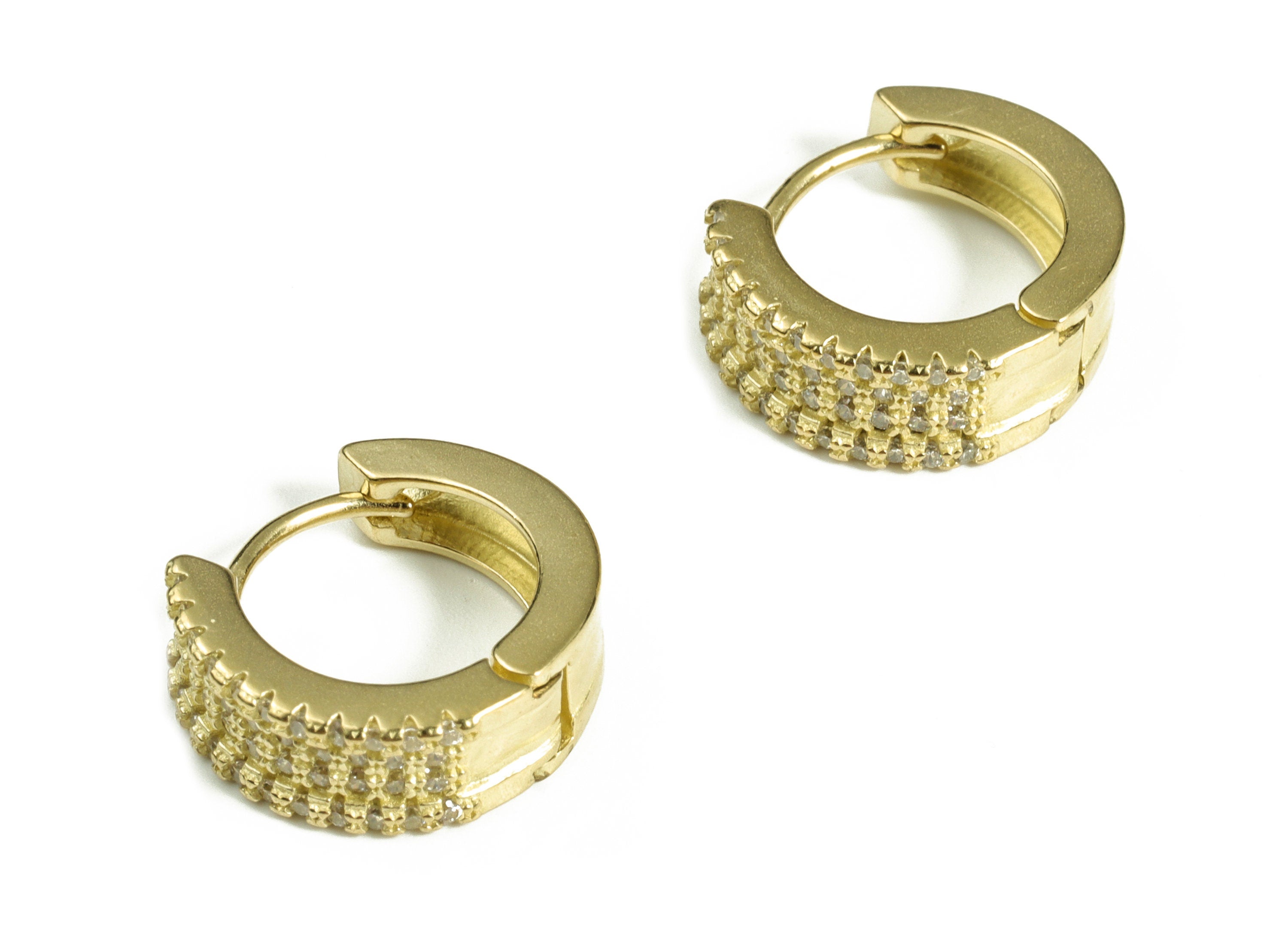 Brass Hoop Earrings - Mini Hoop Huggies With Zircon – Raw Brass Stud Earring – Earring Finding – Jewelry Supply -14.92×13.32×2.49mm - PP4077 - DOMEDBAZAAR