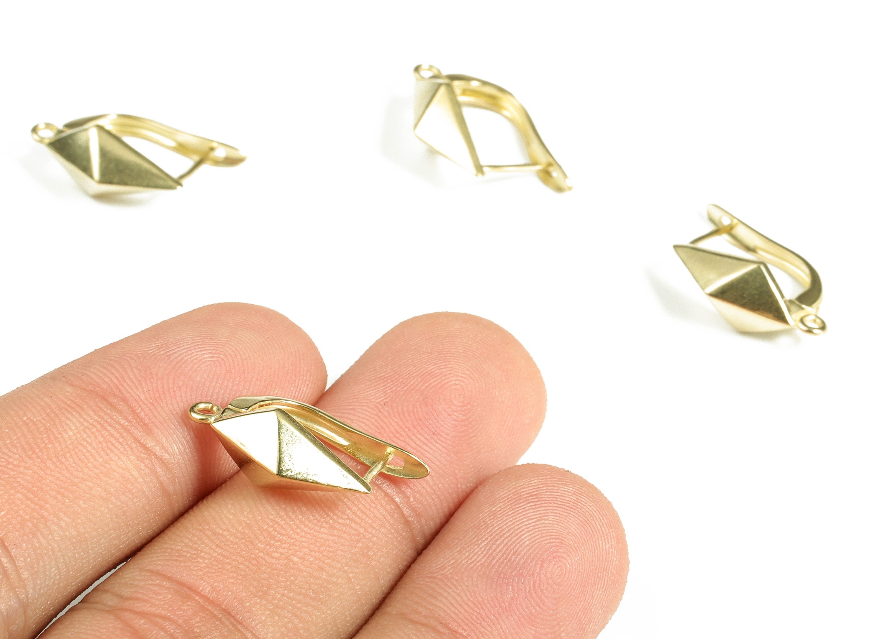 Diamond Shape Stud Earring – Raw Brass Stud Earring With Open Ring – DIY Earring Finding - Jewelry Supplies - 21.05×14.05×1.8mm - PP4081 - DOMEDBAZAAR