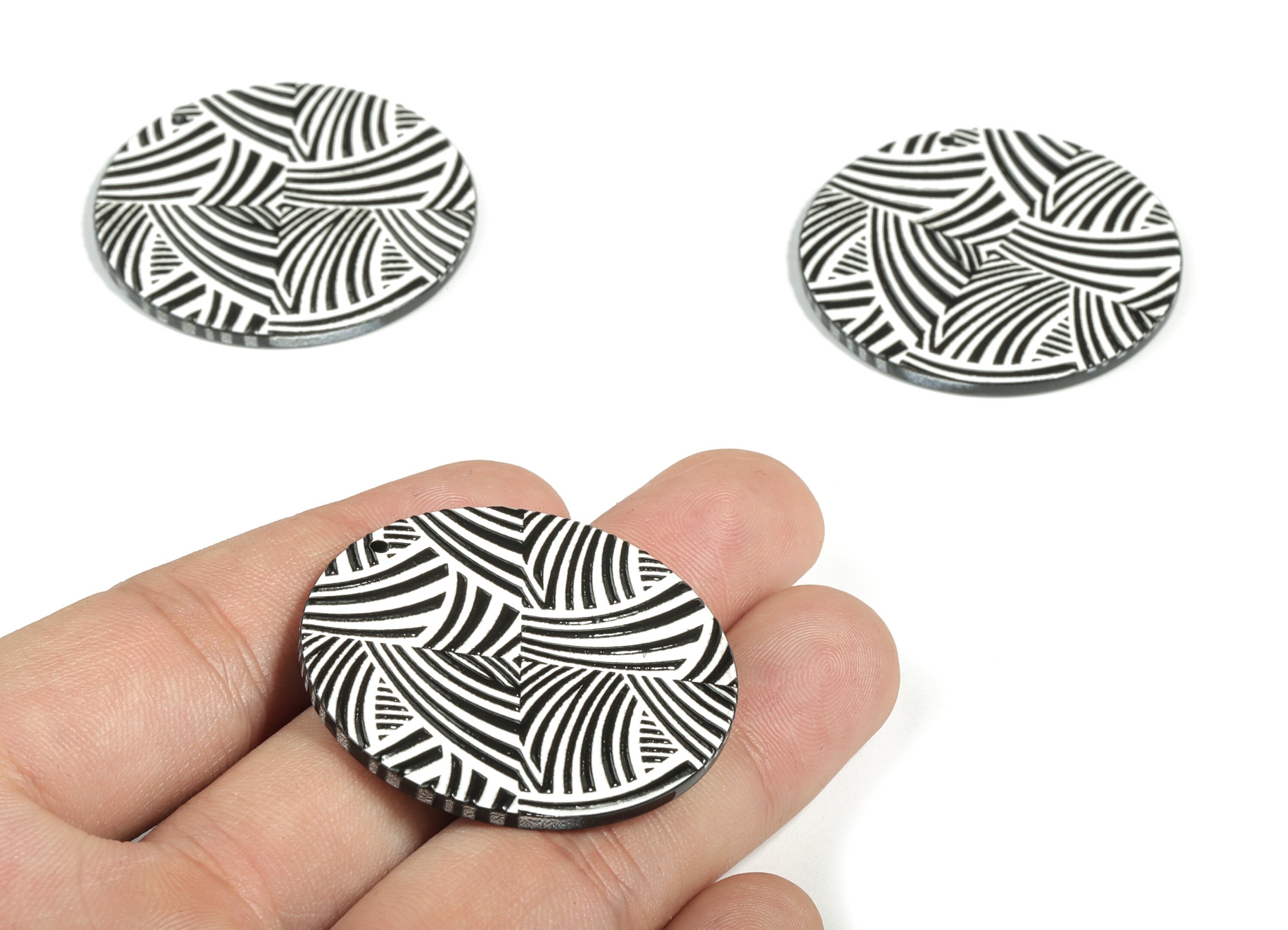 Acrylic Round Earring Charms - Acrylic Circle Pendant - Earring Findings - Jewelry Making Supplies - 39.88x39.88x2.32mm - AC2223 - DOMEDBAZAAR