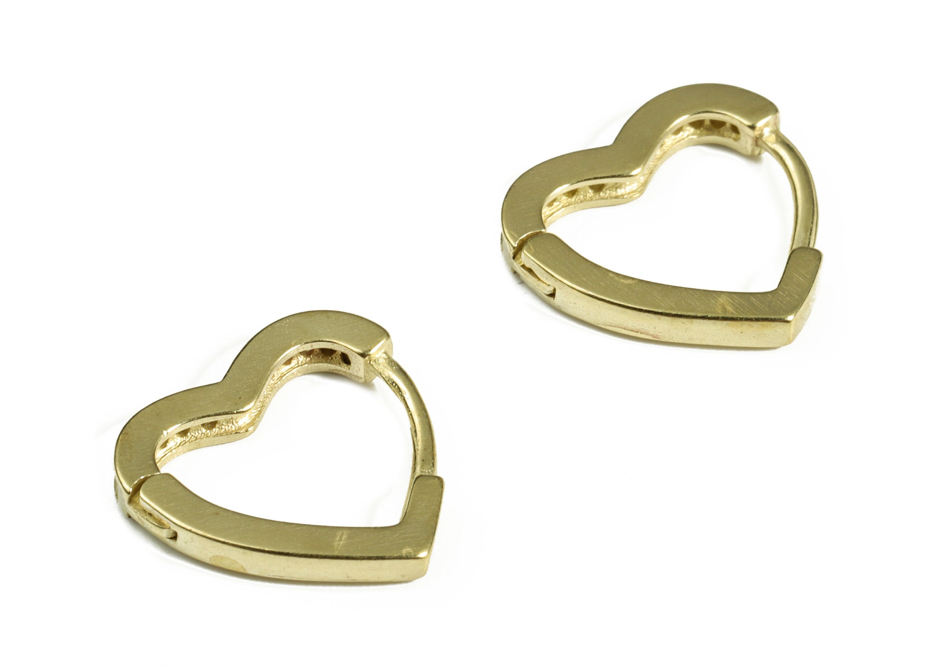 Love Heart Huggie Earring – Love Huggie – Cute Heart Hoop Huggies Earring – Love Hoop Earring – Dainty Huggie - 12.4×11.63×1.75mm - PP4088 - DOMEDBAZAAR