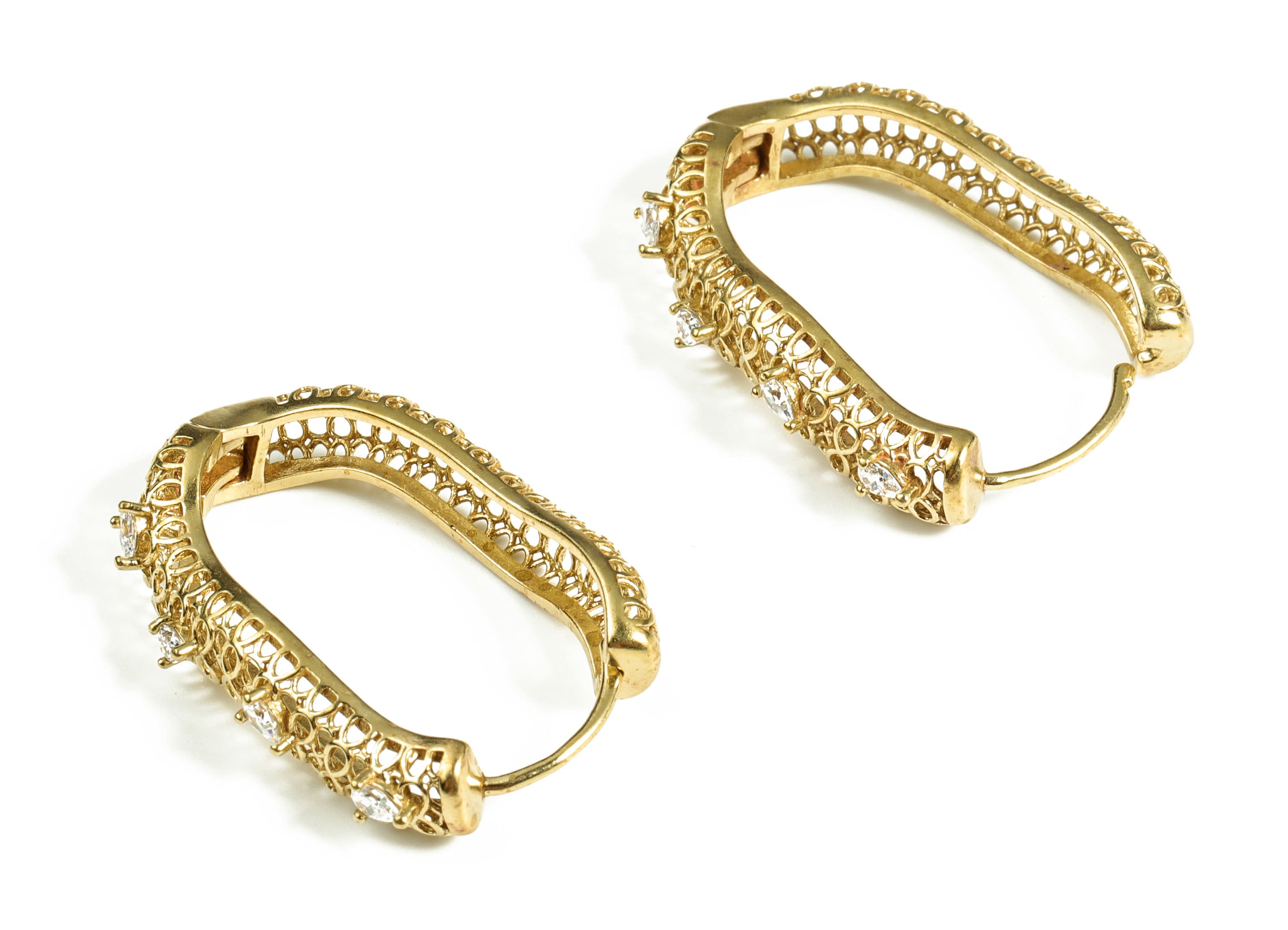 Brass Hoop Earrings – Raw Brass Zircon Earrings – Sparkling Zircon U Hoop Earrings - Earring Supply - 31.46×21.36×4.48mm - PP4091 - DOMEDBAZAAR