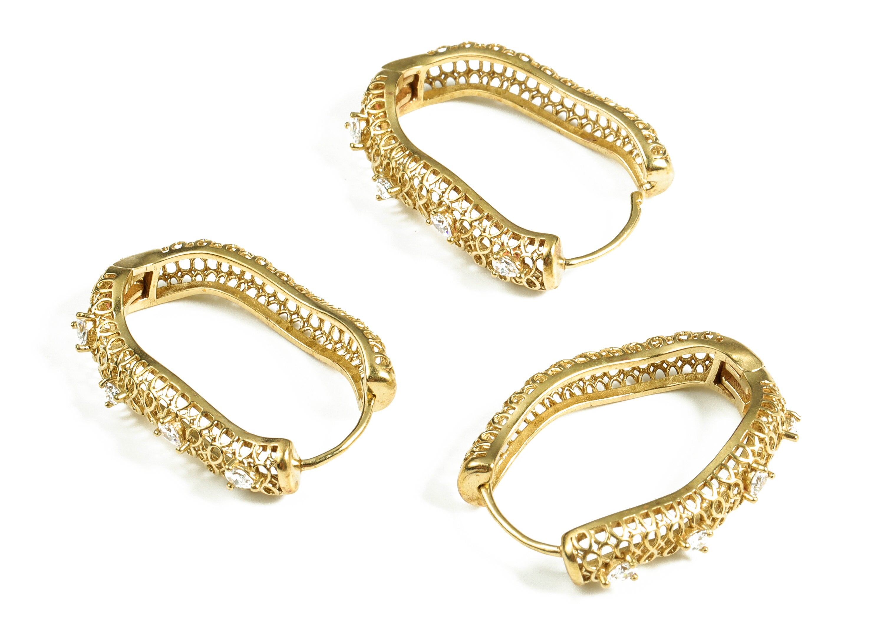 Brass Hoop Earrings – Raw Brass Zircon Earrings – Sparkling Zircon U Hoop Earrings - Earring Supply - 31.46×21.36×4.48mm - PP4091 - DOMEDBAZAAR