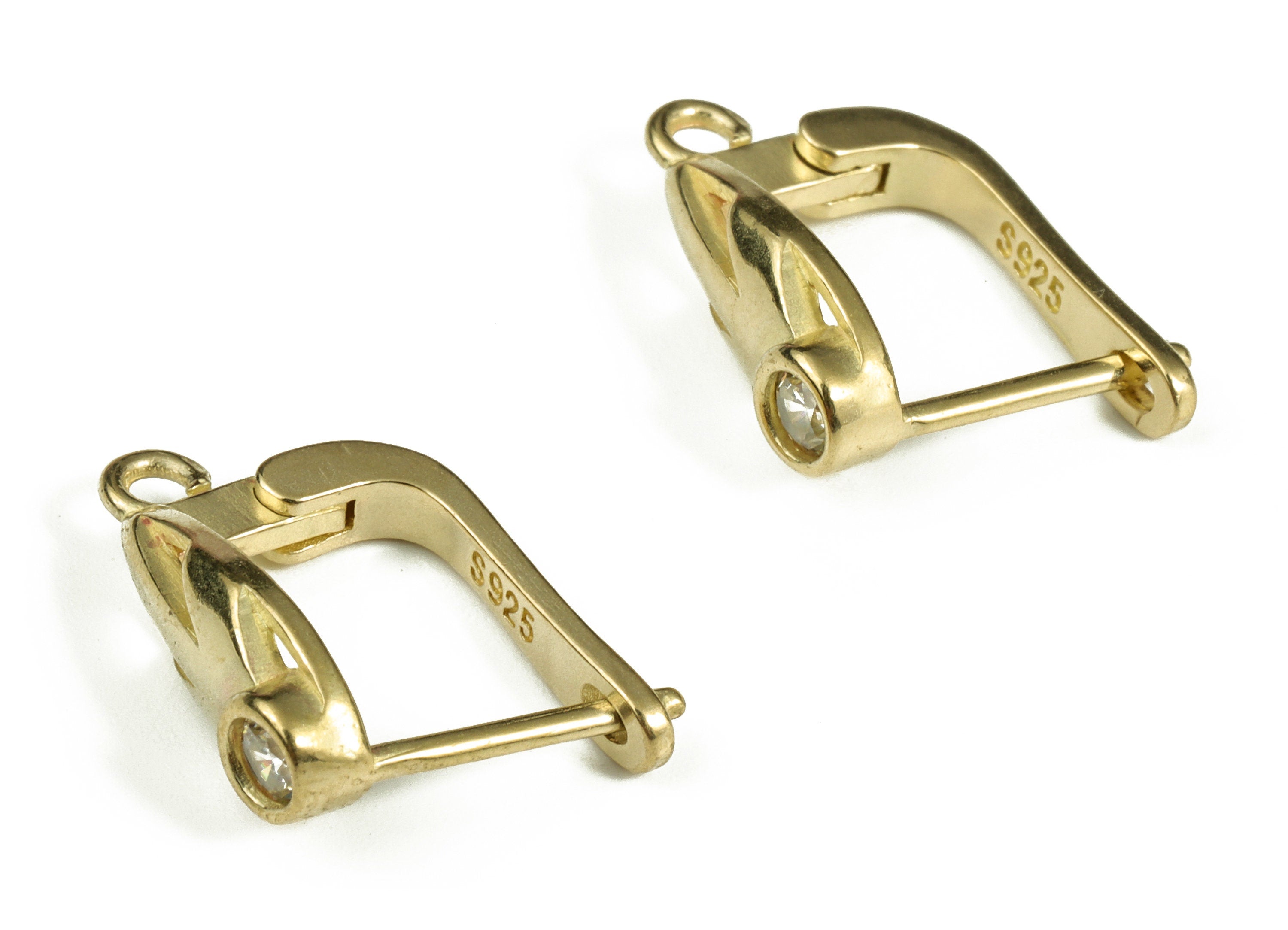 Drop Earring Stud – Brass Zircon Earring Stud – Raw Brass Zircon Stud Earrings With Open Ring – Jewelry Making - 17×13.97×2.39mm - PP4094 - DOMEDBAZAAR