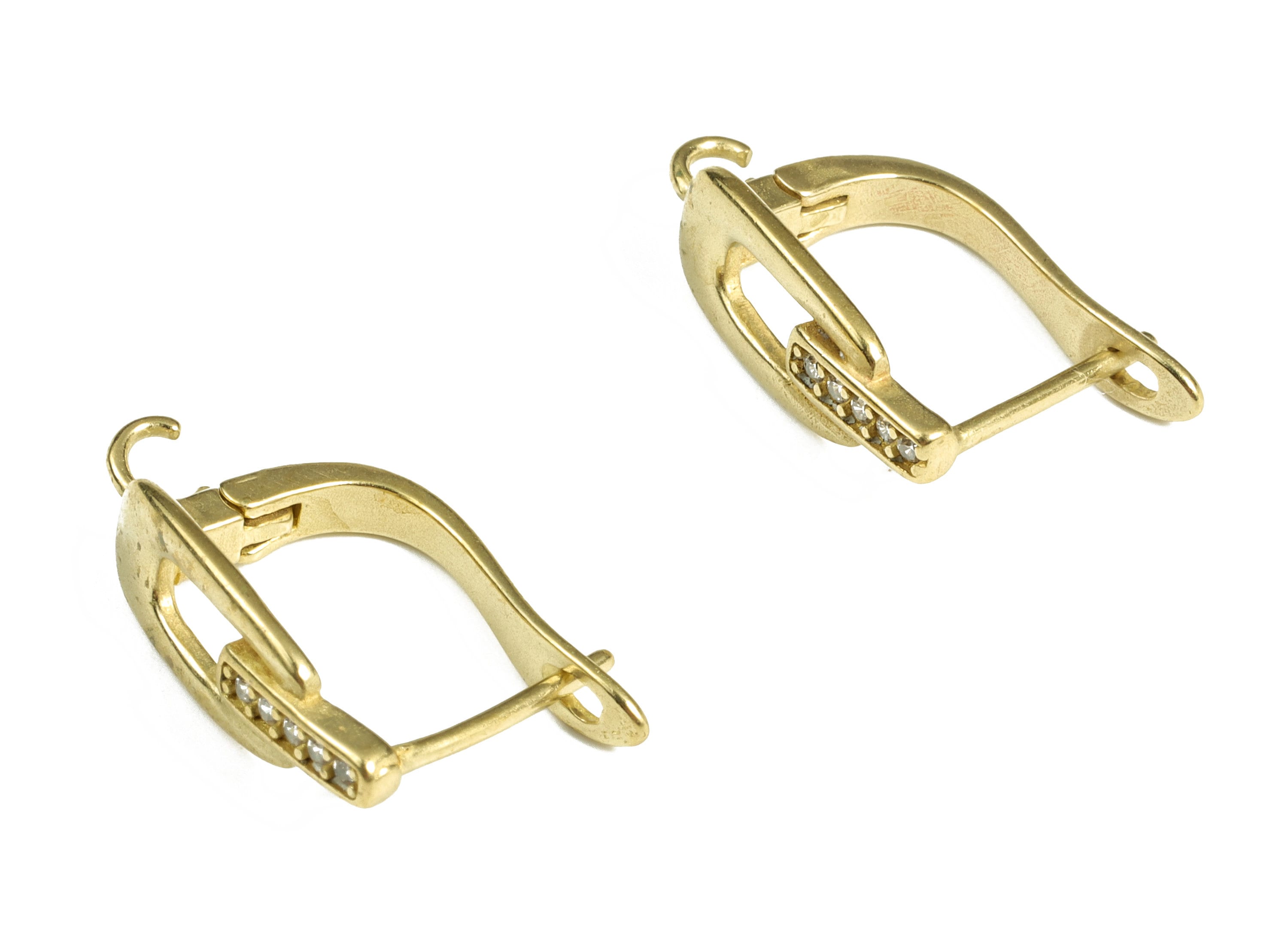 Raw Brass Dainty Zircon Stud Earrings – Link Chain Shape Earring with Open Ring – Earring Supply - 19.62×12.19×1.34mm - PP4116 - DOMEDBAZAAR