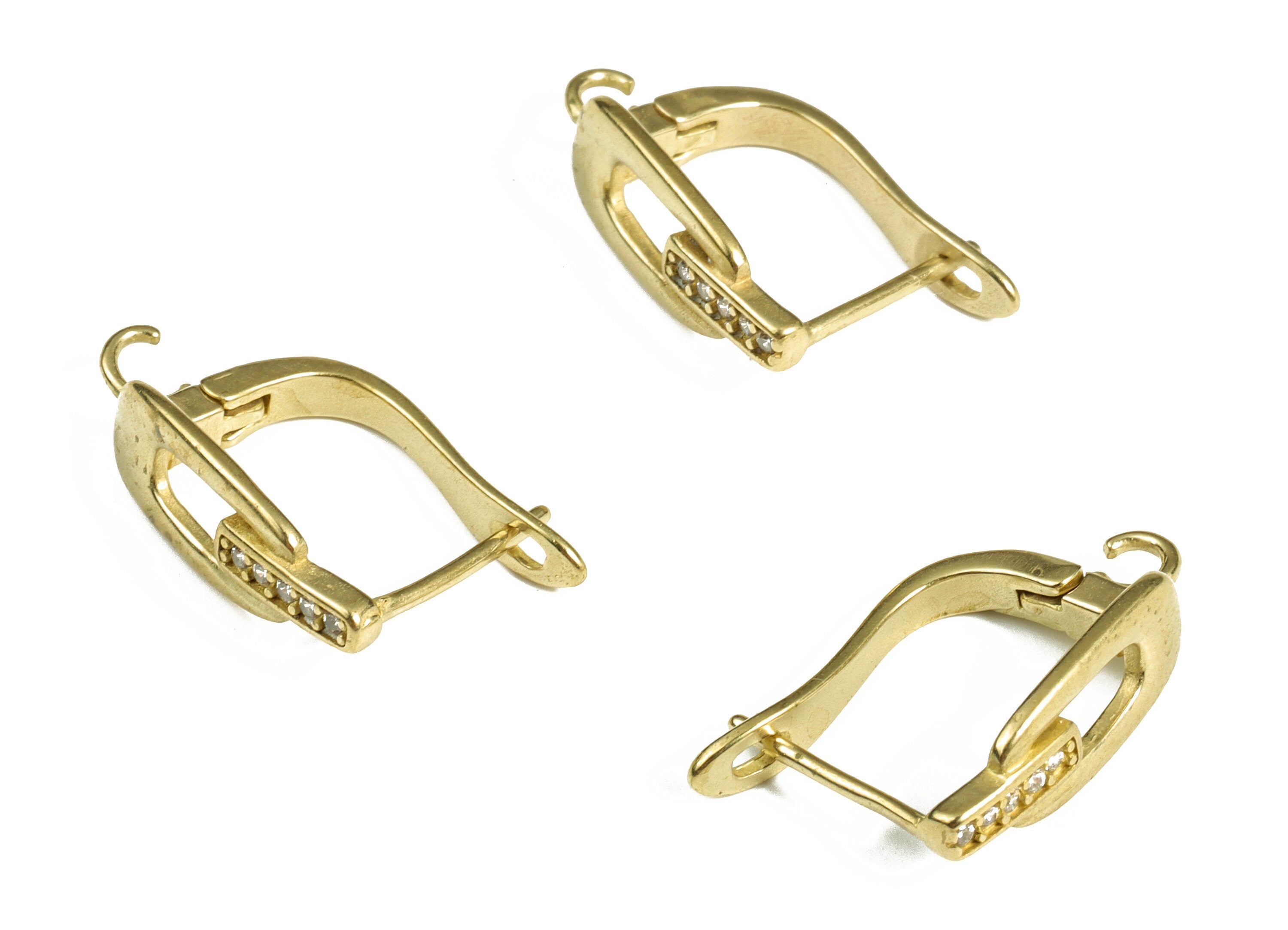 Raw Brass Dainty Zircon Stud Earrings – Link Chain Shape Earring with Open Ring – Earring Supply - 19.62×12.19×1.34mm - PP4116 - DOMEDBAZAAR