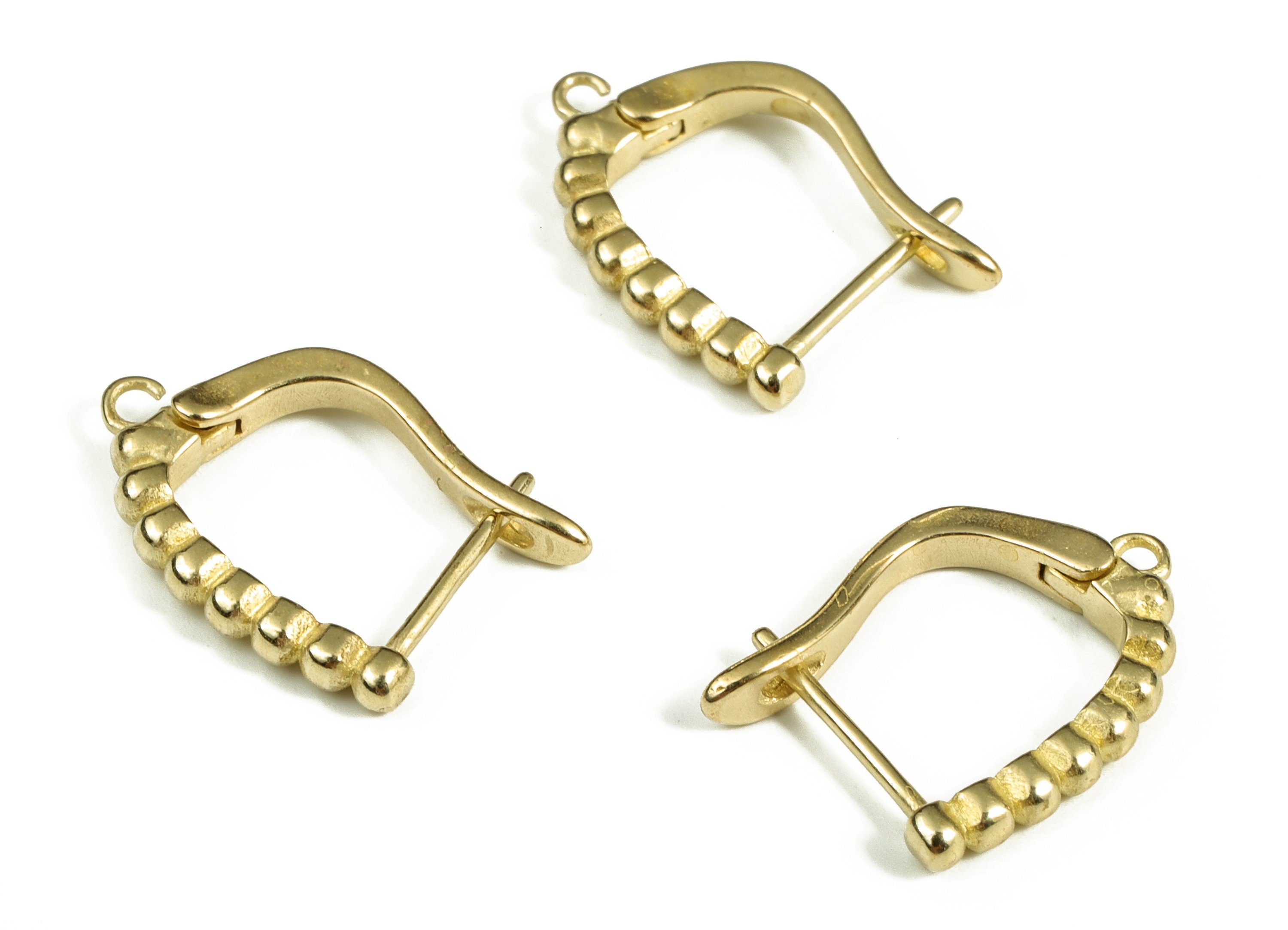 Brass Huggie Stud Earrings - Beaded Shape Earring Stud – Earring with Open Ring - Jewelry Making Supplies - 34.96×12.56×2.02mm - PP4129 - DOMEDBAZAAR