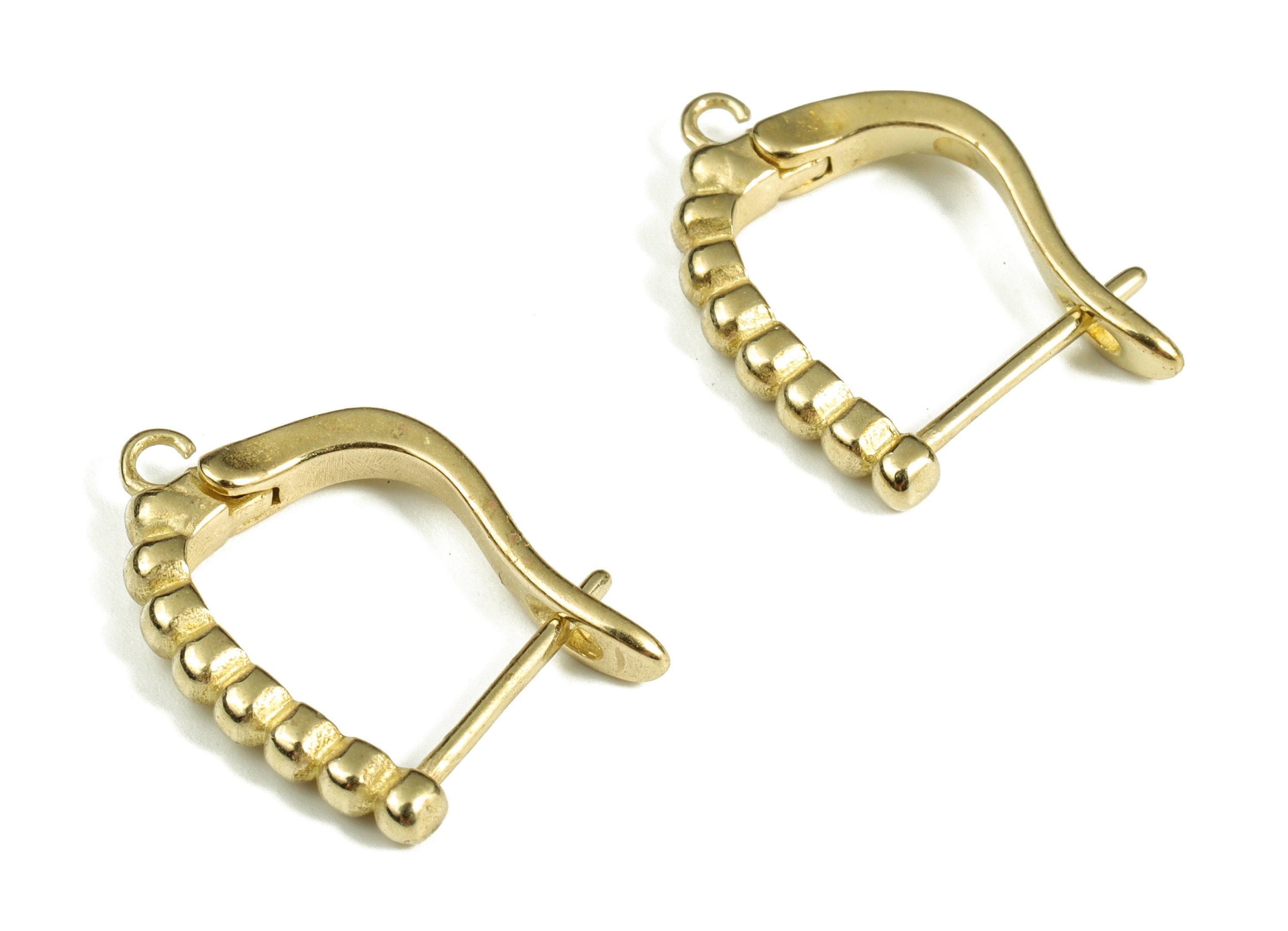 Brass Huggie Stud Earrings - Beaded Shape Earring Stud – Earring with Open Ring - Jewelry Making Supplies - 34.96×12.56×2.02mm - PP4129 - DOMEDBAZAAR