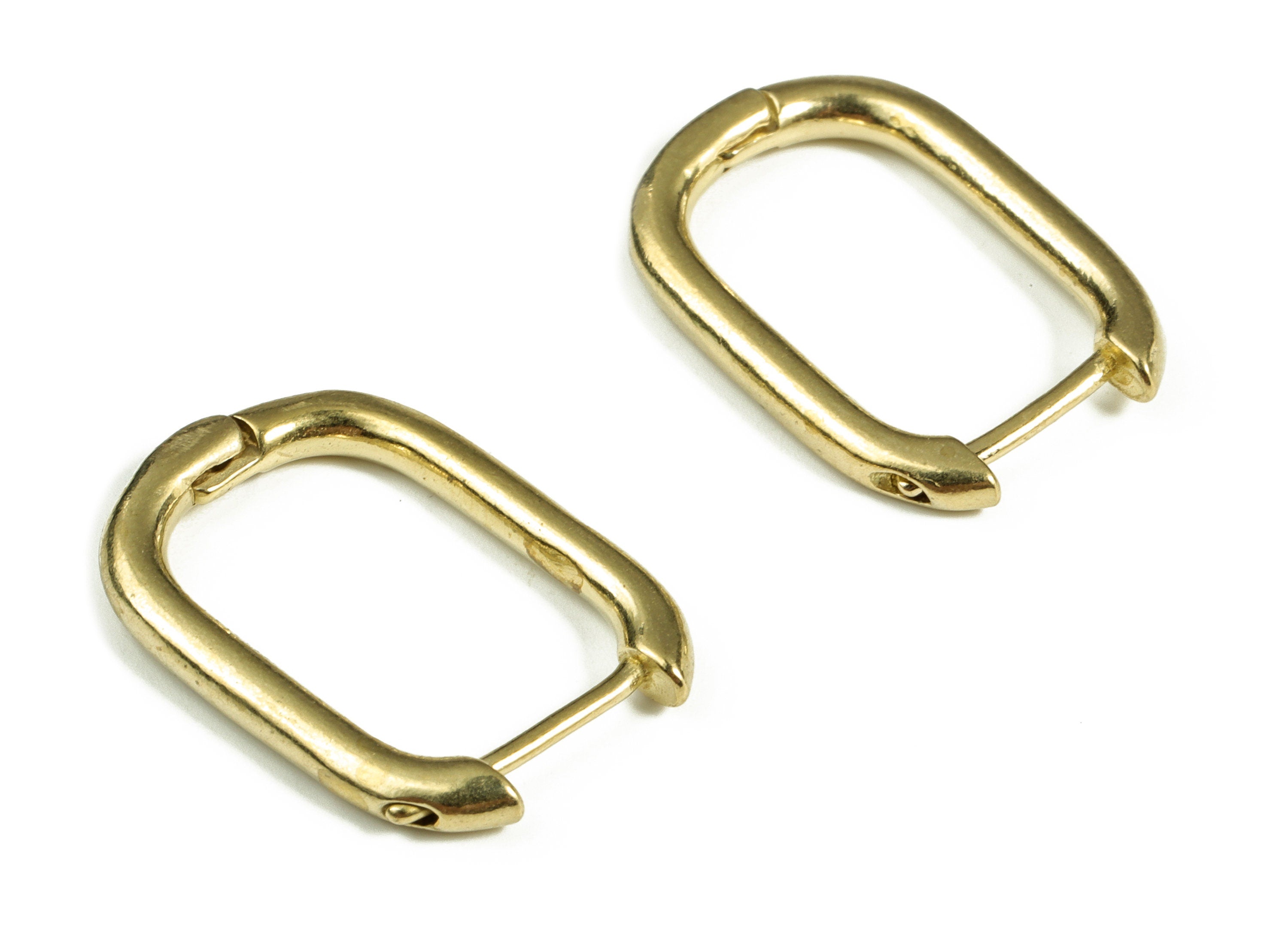 Brass Rectangle Hoops Earrings – Plain Earring Hoops – Simple Hoop Earrings – Square Gol Earring Hoop - 22.54×15.43×2.51mm - PP4134 - DOMEDBAZAAR