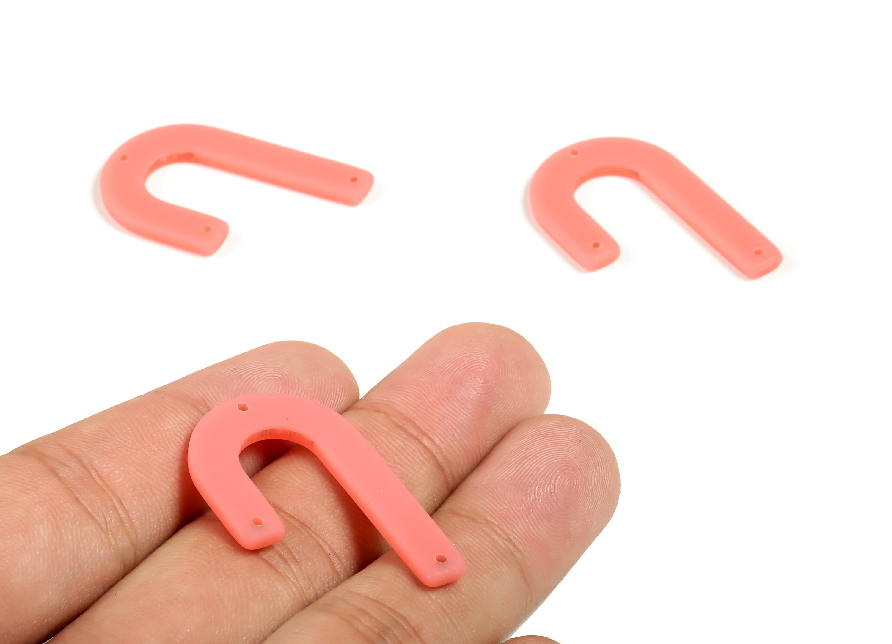 Acrylic Geometric Earring Connector - Matte U Acrylic Charms - Jewelry Supplies - 3 Holes - Color Code:A639 - 34.53x21.5x2.6mm - AC2267-A639 - DOMEDBAZAAR