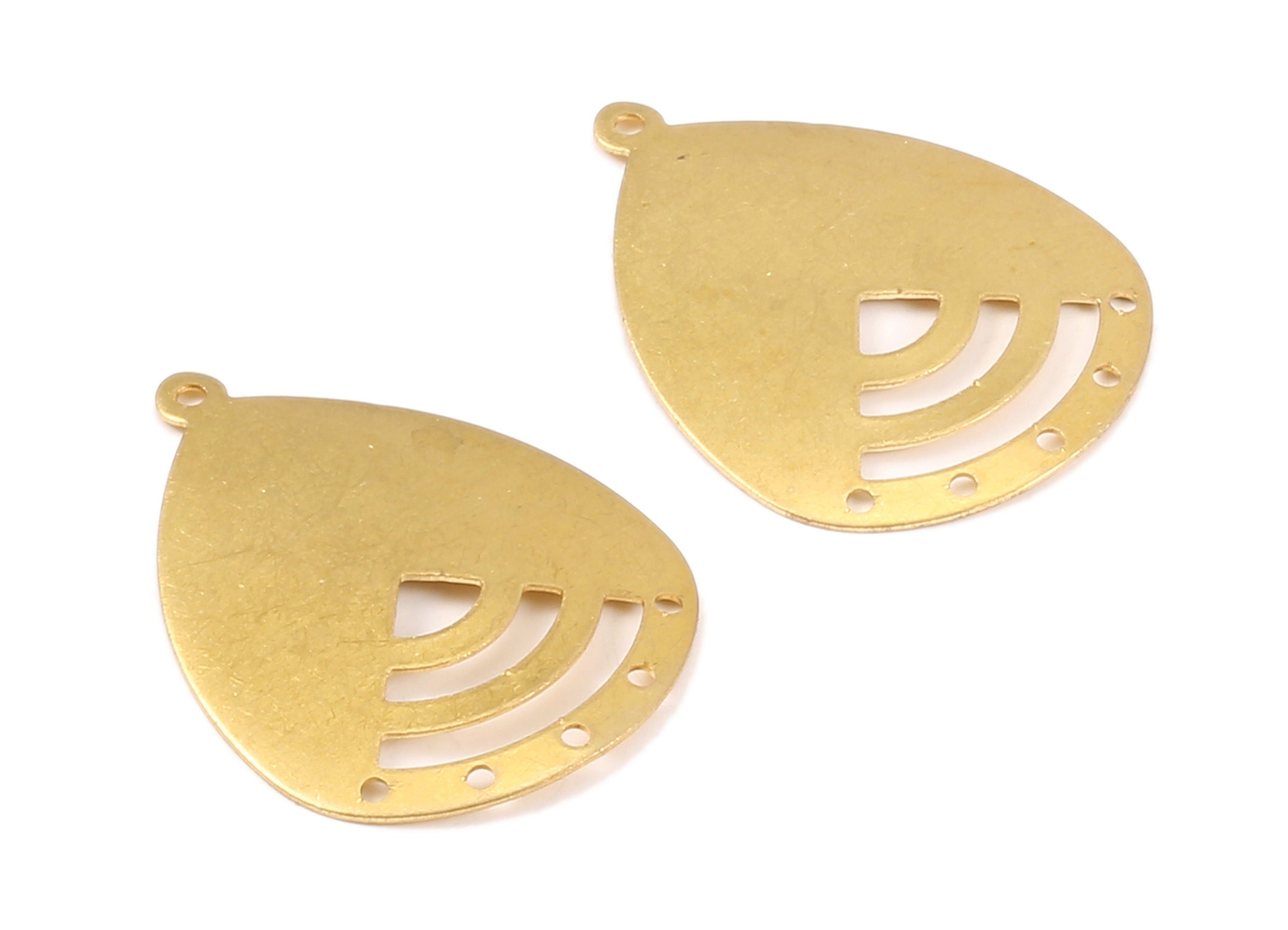 Brass Drop Connector - Raw Brass Drop Connectors With 6 Holes - Jewelry Making Supplies - 33.09x25.38x0.53mm - PP2196 - DOMEDBAZAAR