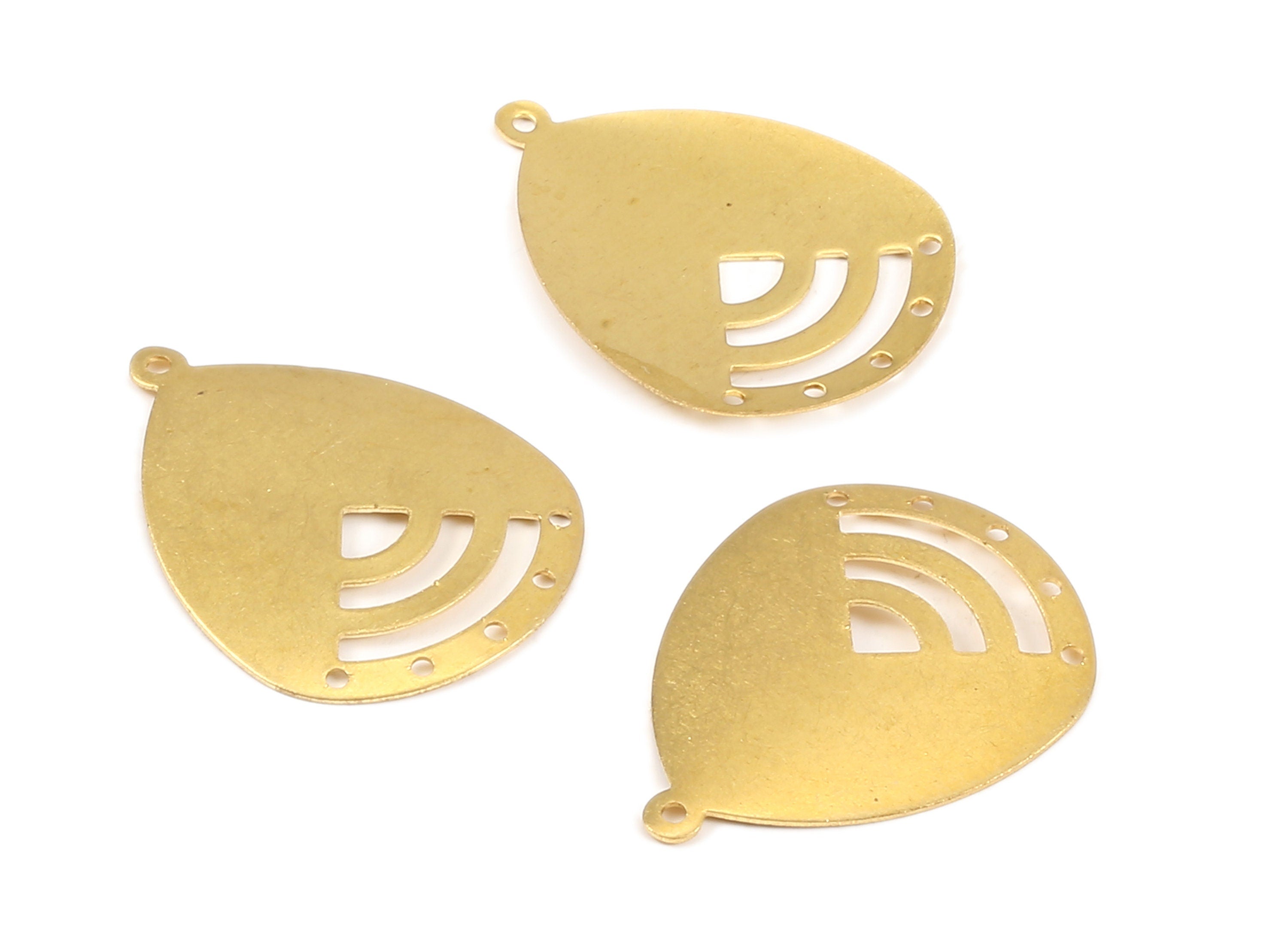 Brass Drop Connector - Raw Brass Drop Connectors With 6 Holes - Jewelry Making Supplies - 33.09x25.38x0.53mm - PP2196 - DOMEDBAZAAR