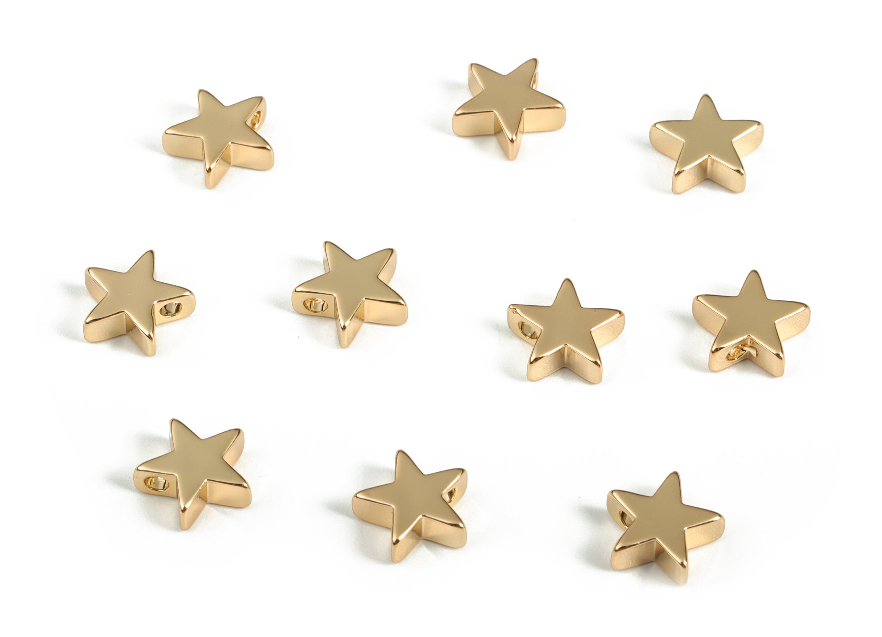 Gold Star Beads – Brass Star Spacer Beads – Star Charms - 18K Real Gold Plated Brass - Jewelry Making Supplies - 7.91x7.51x2.7mm - RGP3138 - DOMEDBAZAAR