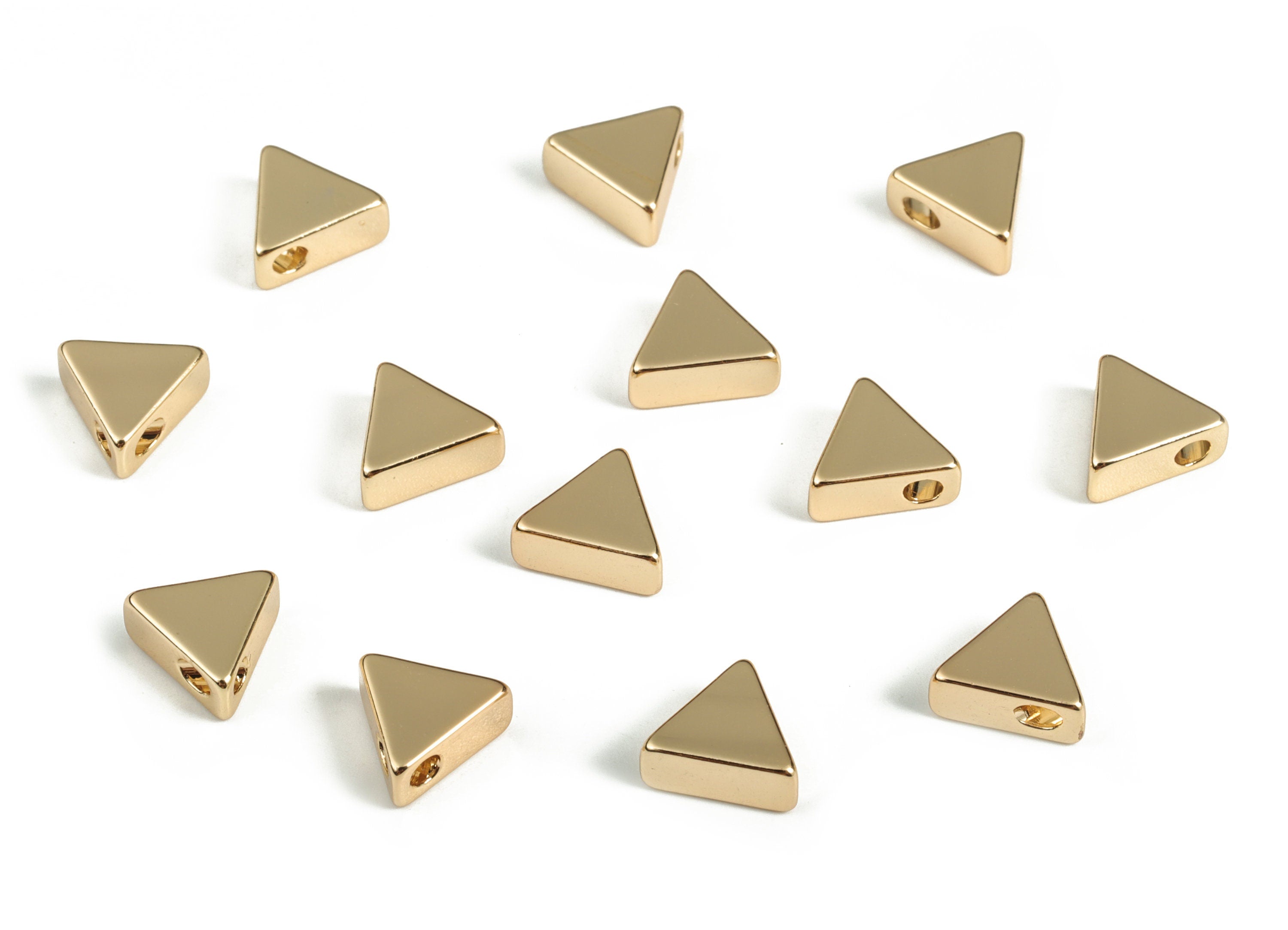 Triangle Spacer Beads - Brass Triangle Charm - Triangle Pendant - 18K Real Gold Plated Brass - Jewelry Supplies - 7.68x6.77x3.28mm - RGP3154 - DOMEDBAZAAR