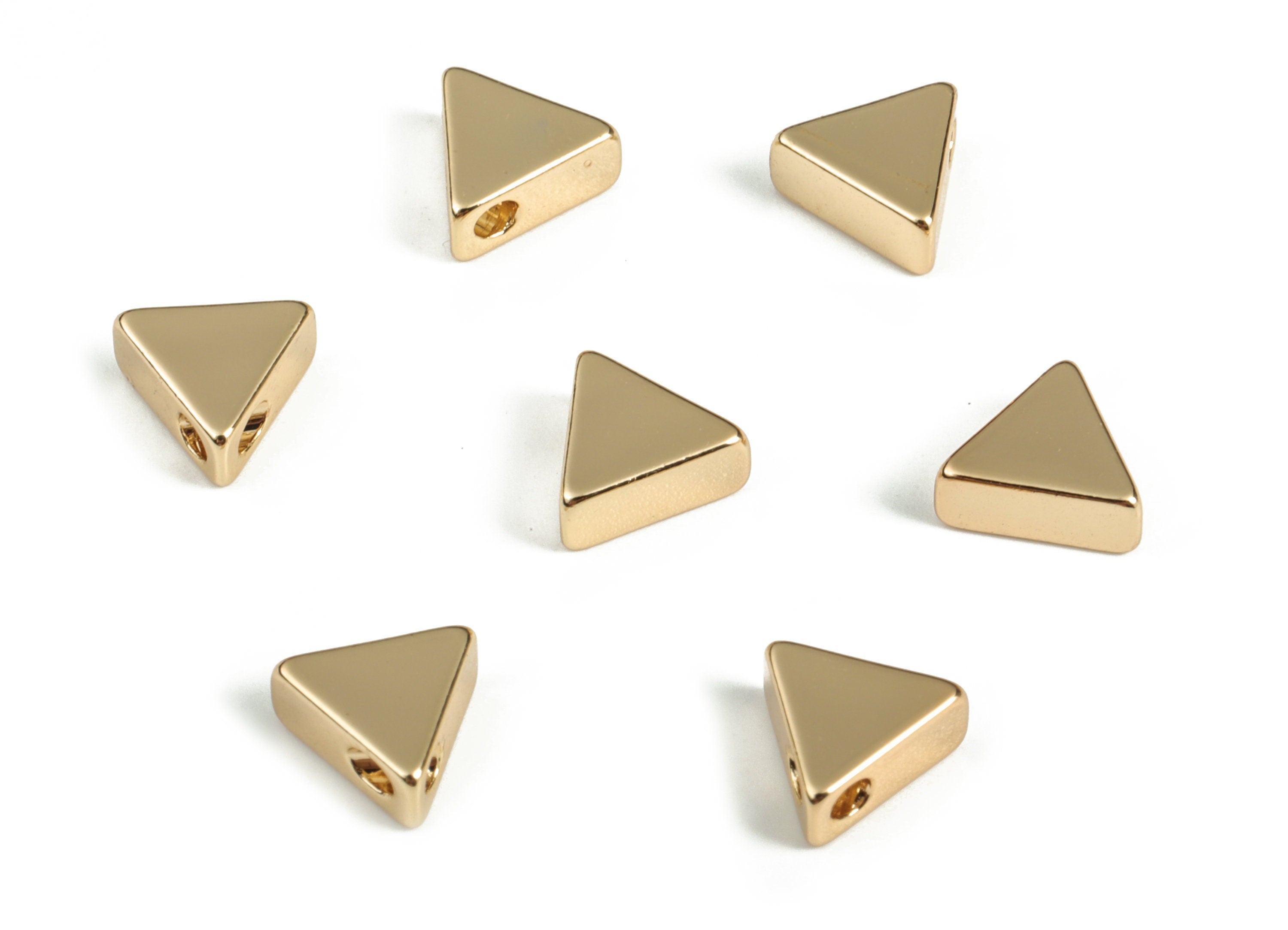 Triangle Spacer Beads - Brass Triangle Charm - Triangle Pendant - 18K Real Gold Plated Brass - Jewelry Supplies - 7.68x6.77x3.28mm - RGP3154 - DOMEDBAZAAR