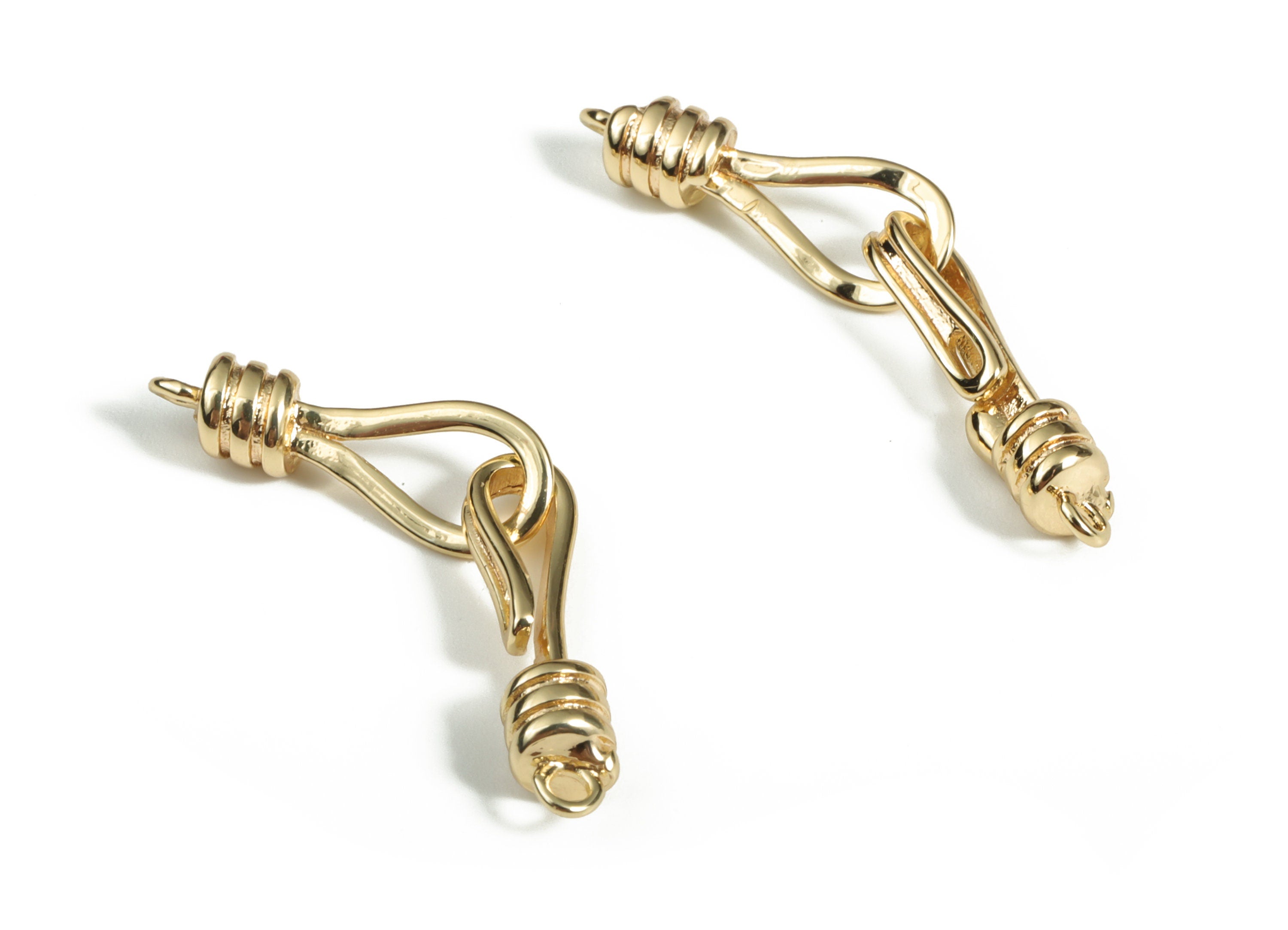 Sterling Gold Hook - 18K Real Gold Plated Brass - Thicken Hook Clasps - Eye Connector - Clasp Connector for Pendant - 31.26×6×4mm - RGP3053 - DOMEDBAZAAR