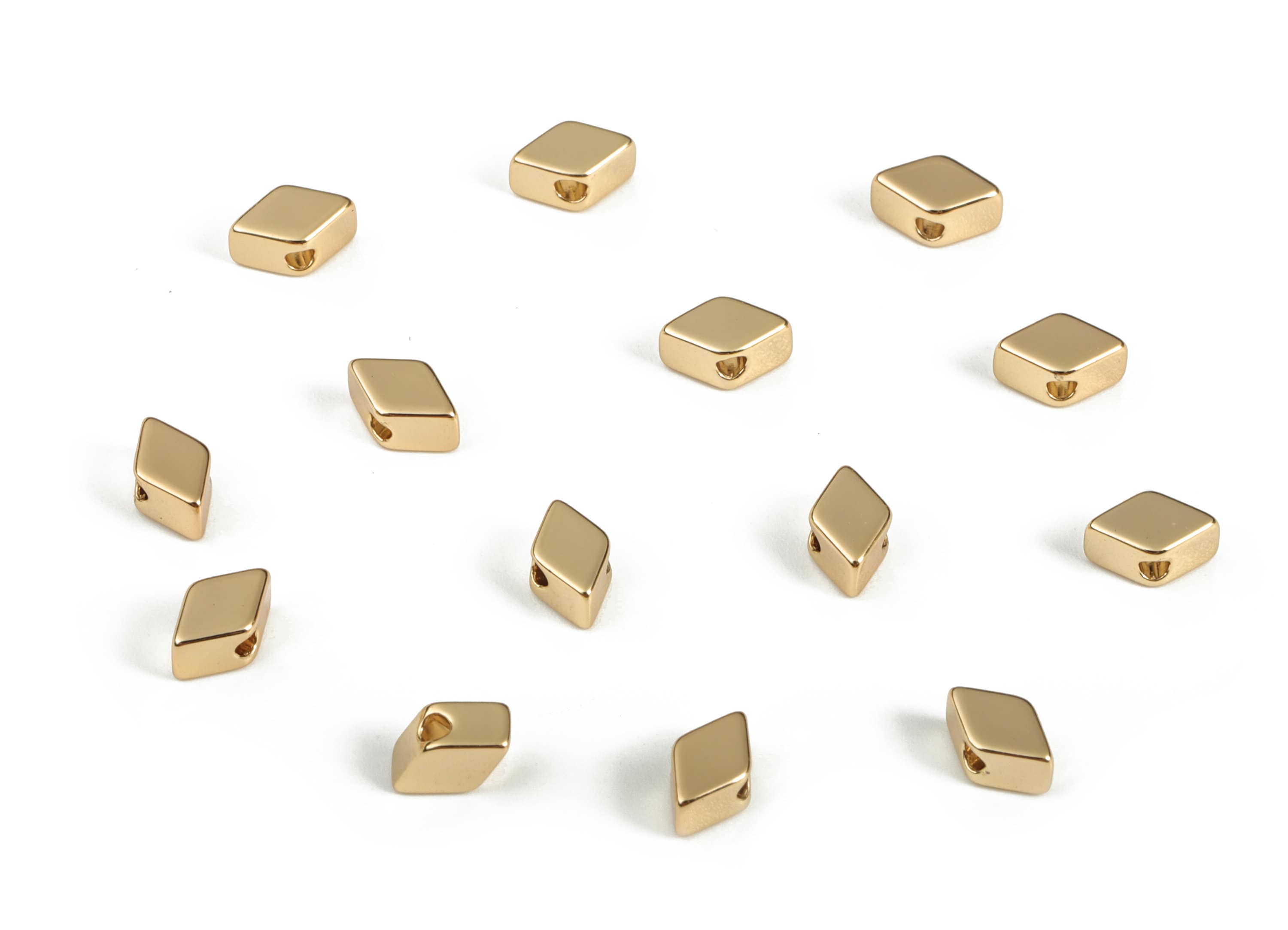 Brass Diamond Shape Beads – Blank Diamond Spacer Beads - 18K Real Gold Plated Brass - Jewelry Making Supplies - 5.96x3.72x2.67mm - RGP3140 - DOMEDBAZAAR