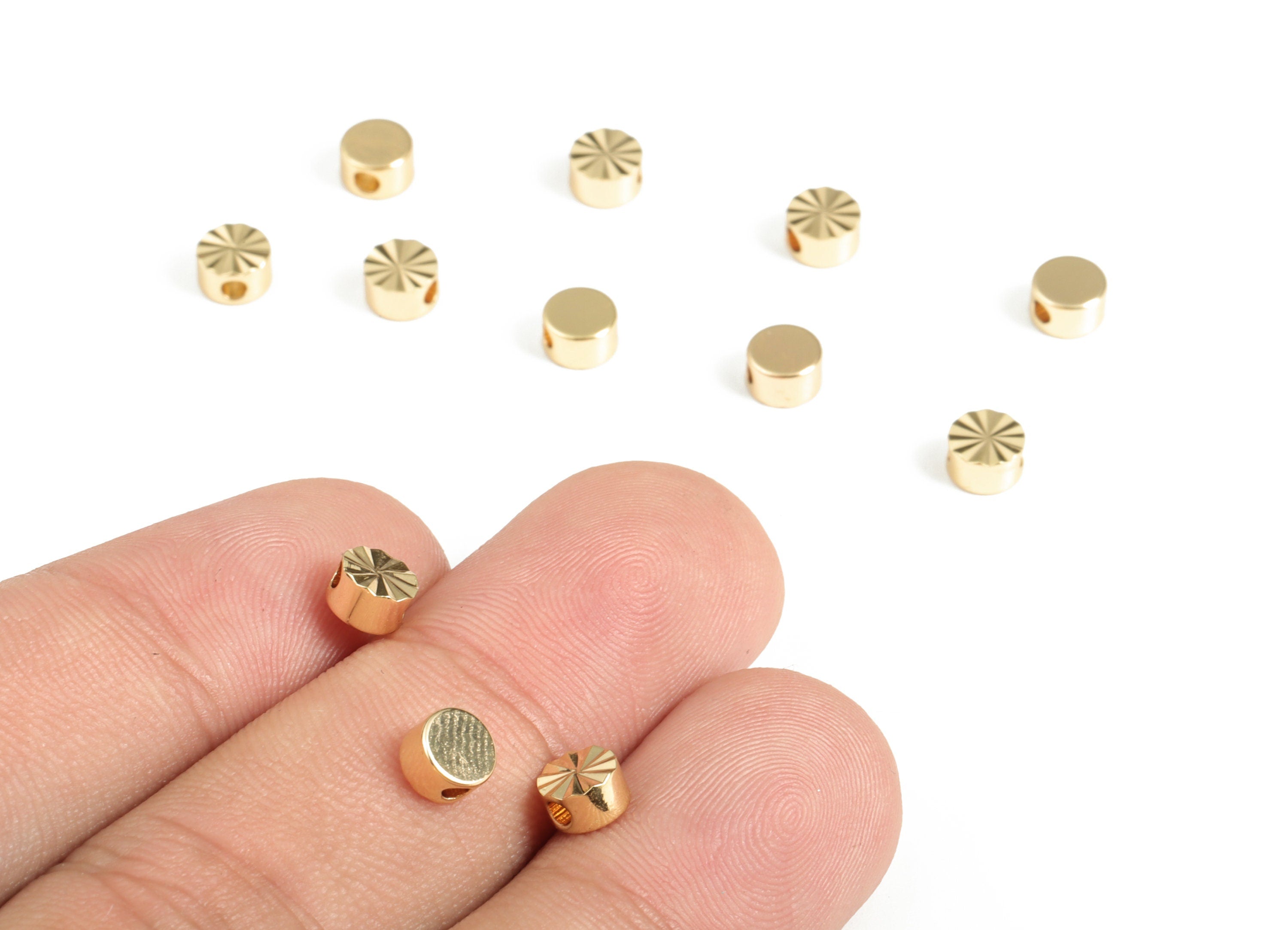 Gold Plated Round Beads - Sun Shine Beads - Brass Round Beads - 18K Real Gold Plated Brass - Jewelry Supplies - 4.92x4.92x3.06mm - RGP3139 - DOMEDBAZAAR