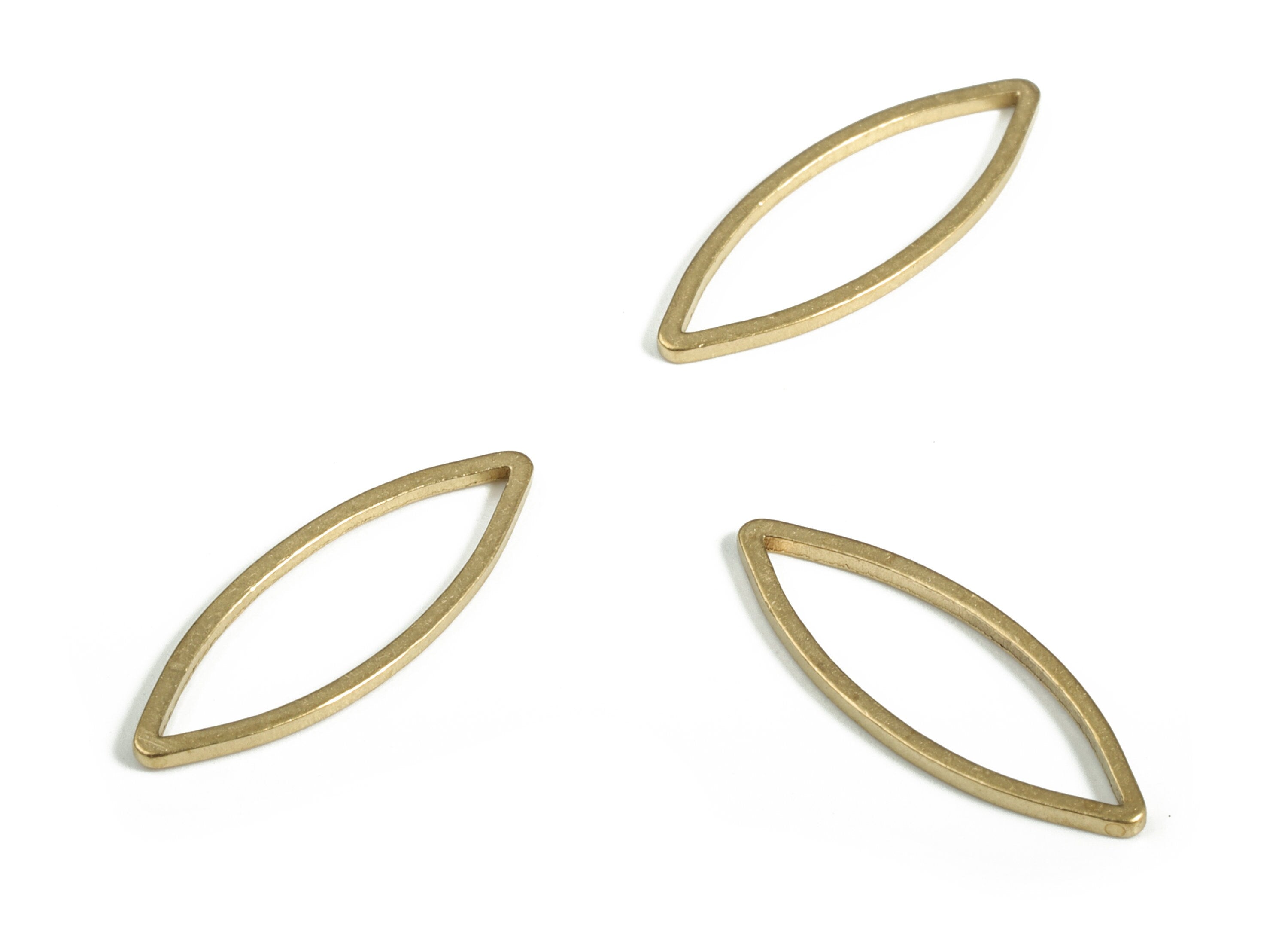 Raw Brass Eye Charm - Brass Eye Earring Finding - Brass Marquise Links - Geometric Connectors - Jewelry Supplies - 19x7.0x0.8mm - PP4145-19 - DOMEDBAZAAR