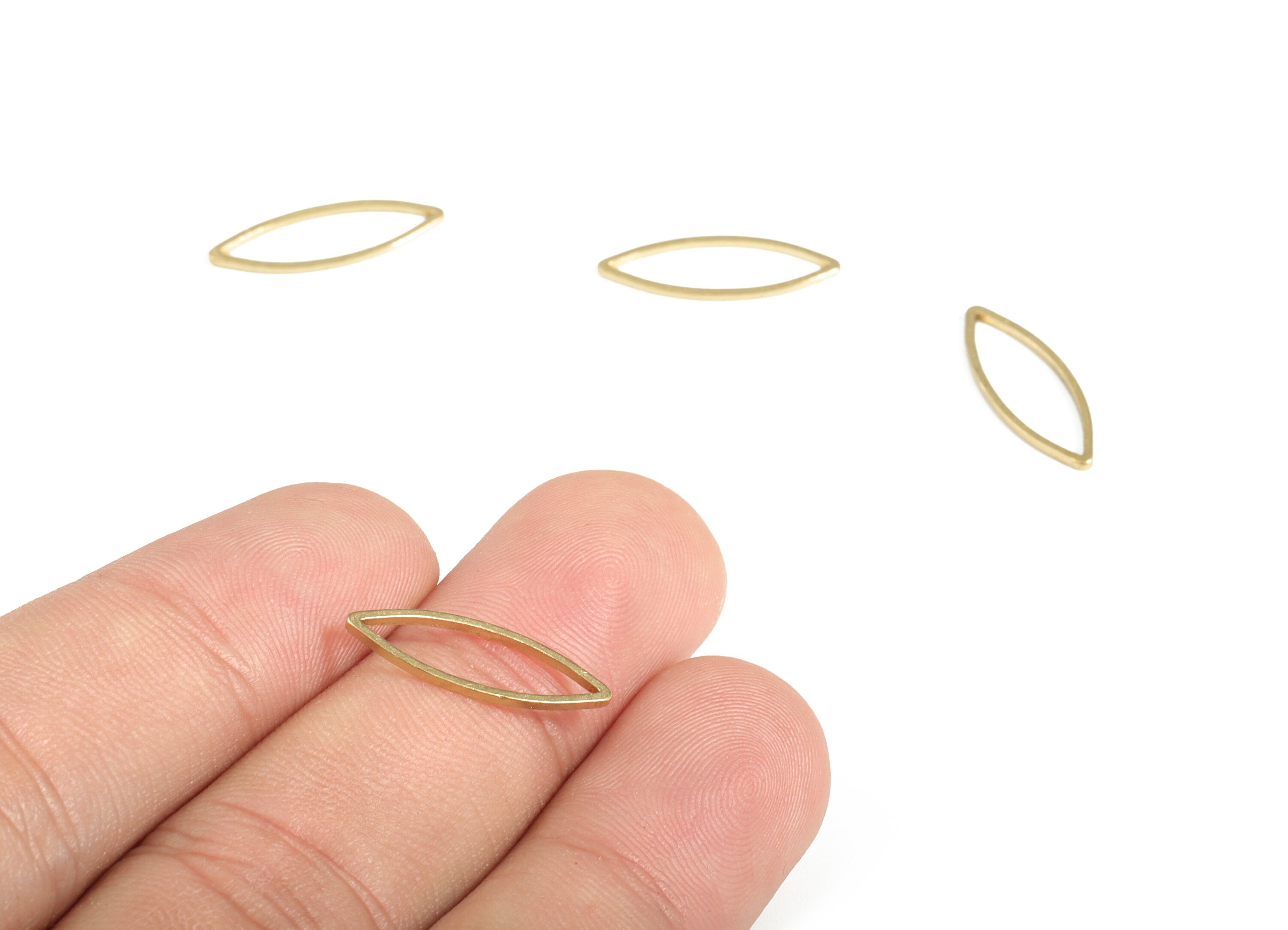 Raw Brass Eye Charm - Brass Eye Earring Finding - Brass Marquise Links - Geometric Connectors - Jewelry Supplies - 19x7.0x0.8mm - PP4145-19 - DOMEDBAZAAR