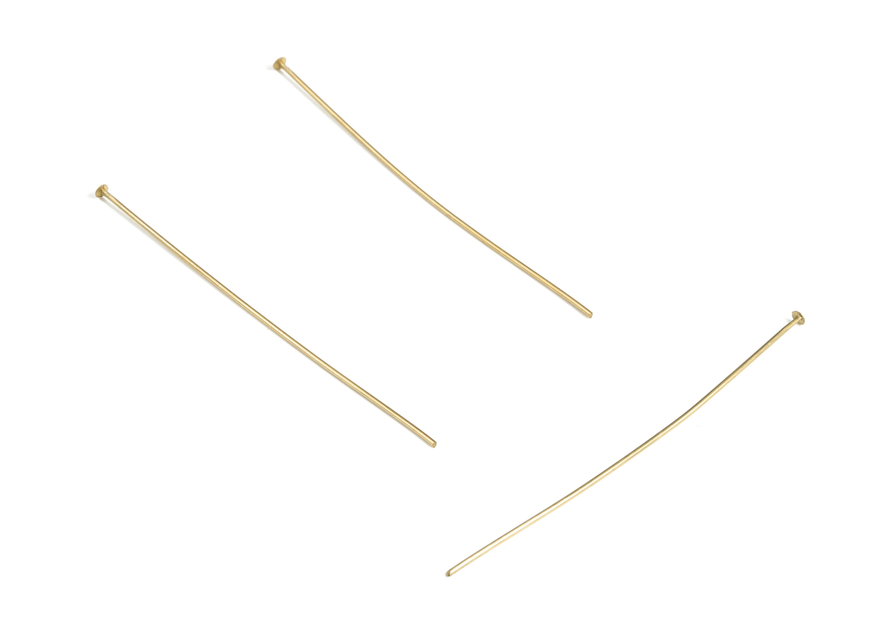 Brass Head Pin Findings - Brass T Pins for DIY Necklaces and Bracelets - Earrings Jewelry Making - Jewelry Supplies -60x0.68mm - PP4146-60 - DOMEDBAZAAR
