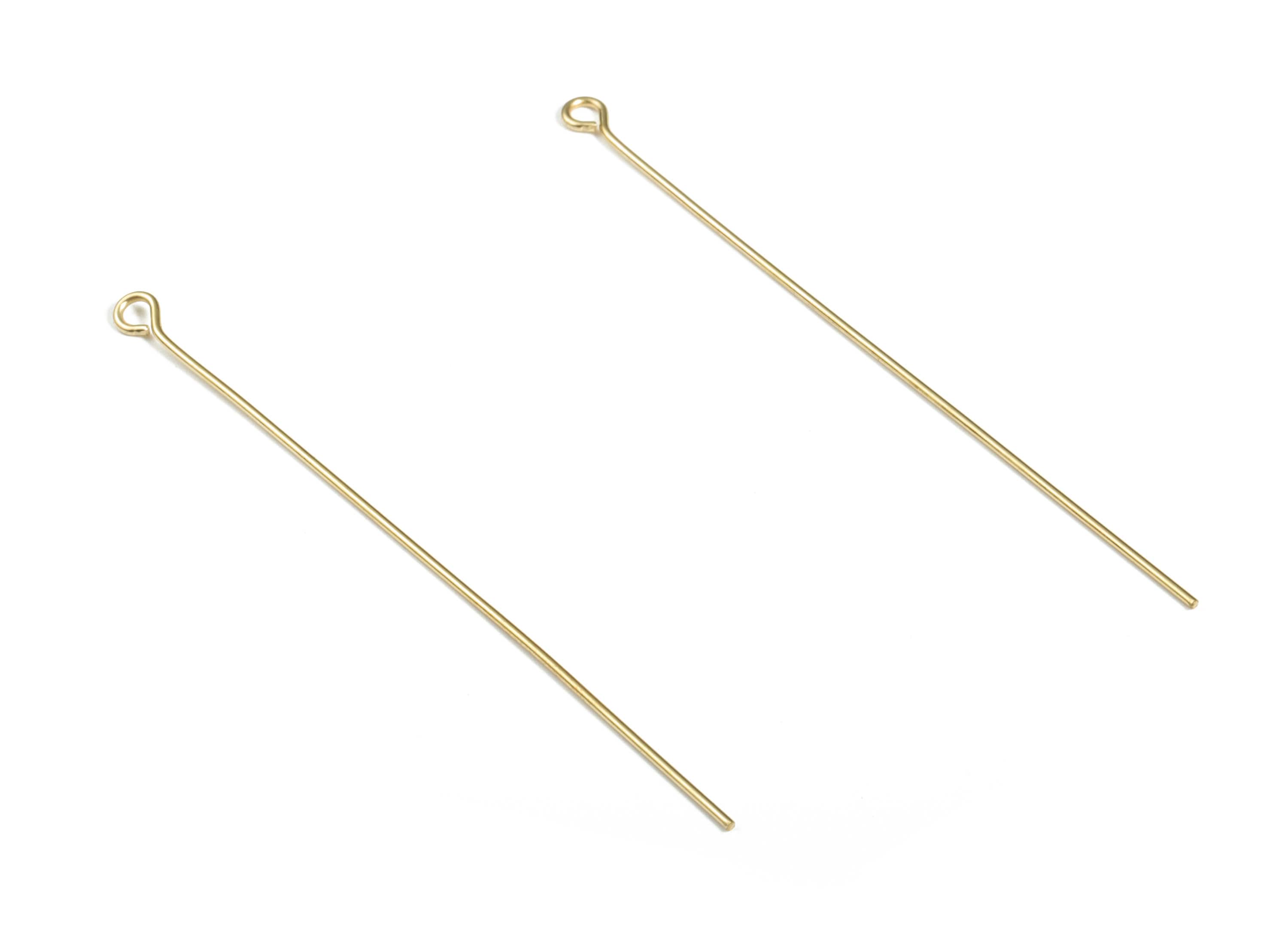 Brass Eye Pins – Shiny Brass Eye Pin – Solid Beading Eye Pins - Jewelry Findings - DIY Jewelry Making Supplies - 60x0.67mm - PP4147-60 - DOMEDBAZAAR