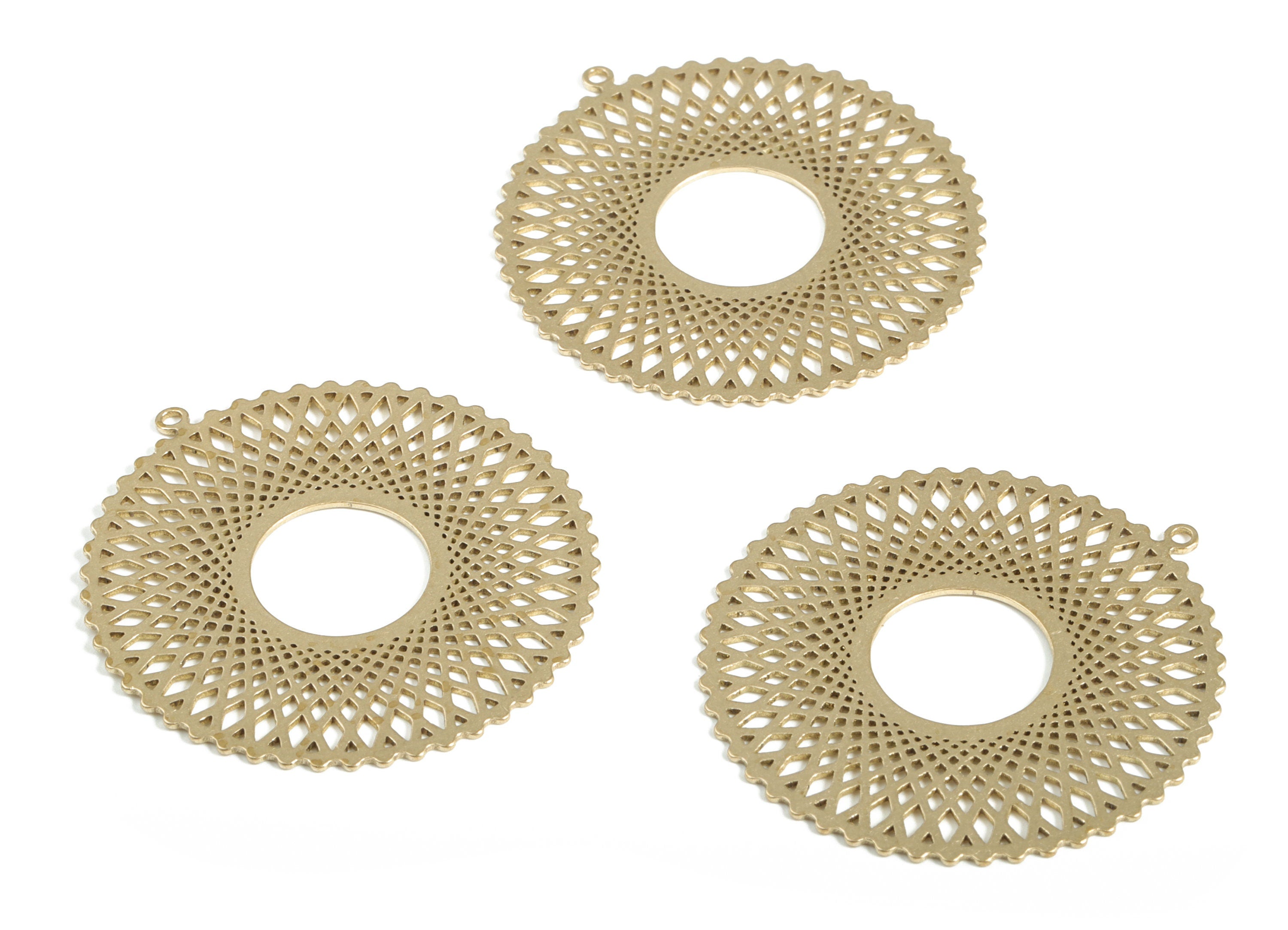 Raw Brass Earring Findings - Brass Circle Pendant - Brass Pendant -Earring Findings - Jewelry Making Supplies - 37.42x35.1x0.61mm - PP4148 - DOMEDBAZAAR