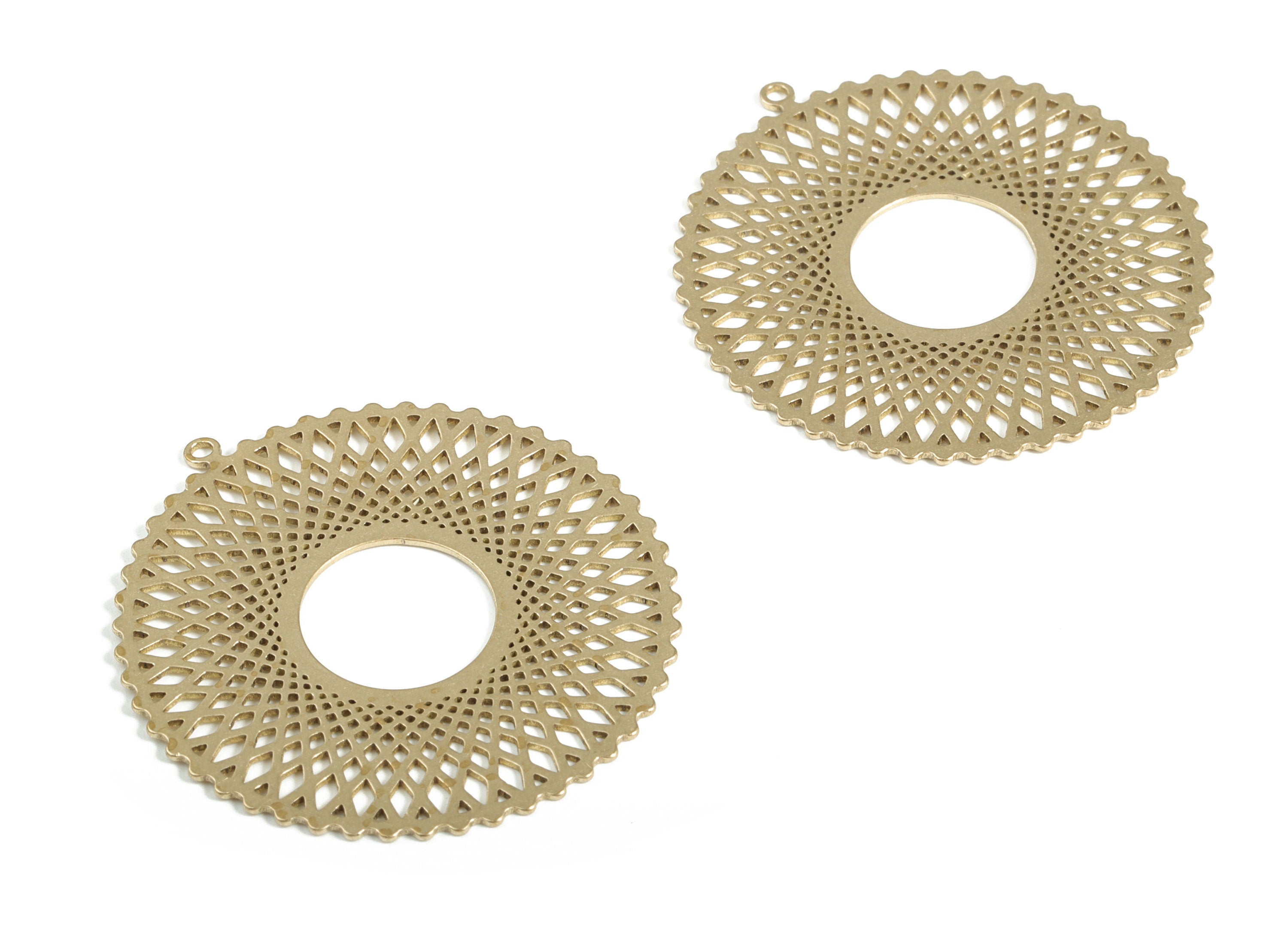 Raw Brass Earring Findings - Brass Circle Pendant - Brass Pendant -Earring Findings - Jewelry Making Supplies - 37.42x35.1x0.61mm - PP4148 - DOMEDBAZAAR