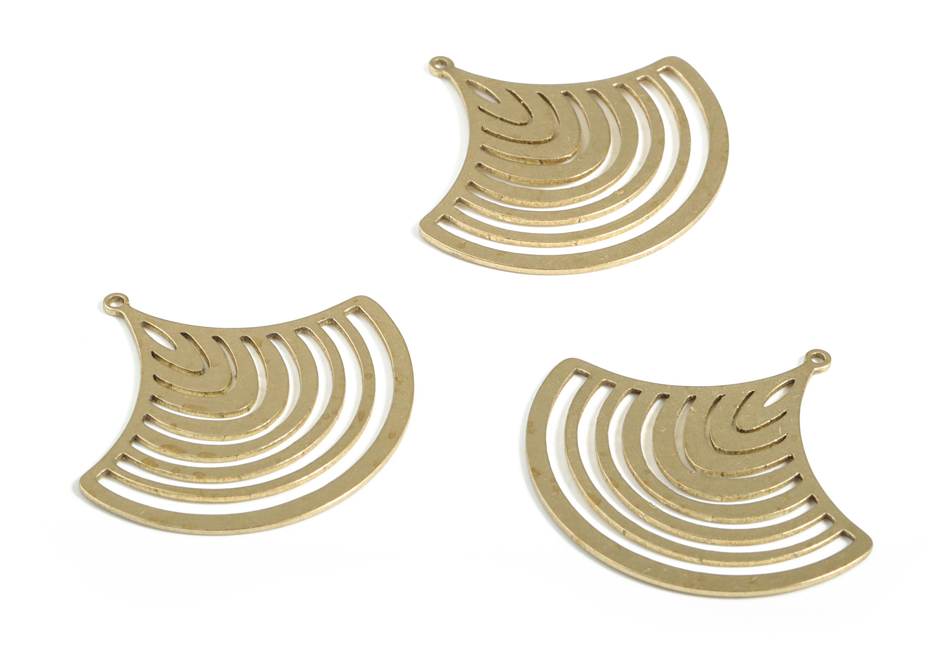 Brass Fan Shape Pendants - Raw Brass Earrings – Brass Fan Earrings - Jewelry Findings- Jewelry Making Supplies - 26.51x24.87x0.62mm - PP4150 - DOMEDBAZAAR