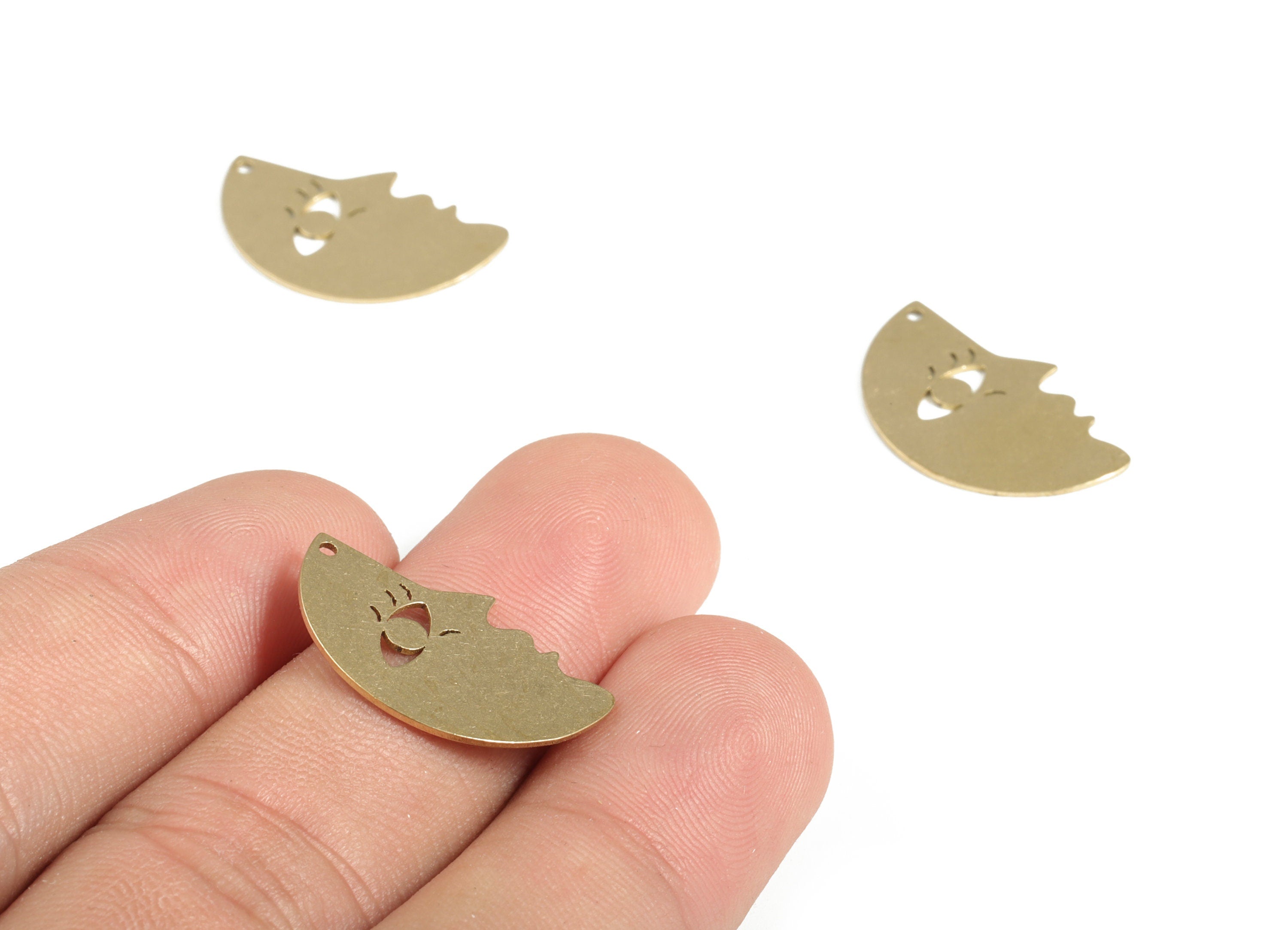 Personalized stamping blank - Brass Face Charms - Raw Brass Face Earring Charms – Face Pendant Charm - 21.83x14.06x0.57mm - PP4151 - DOMEDBAZAAR